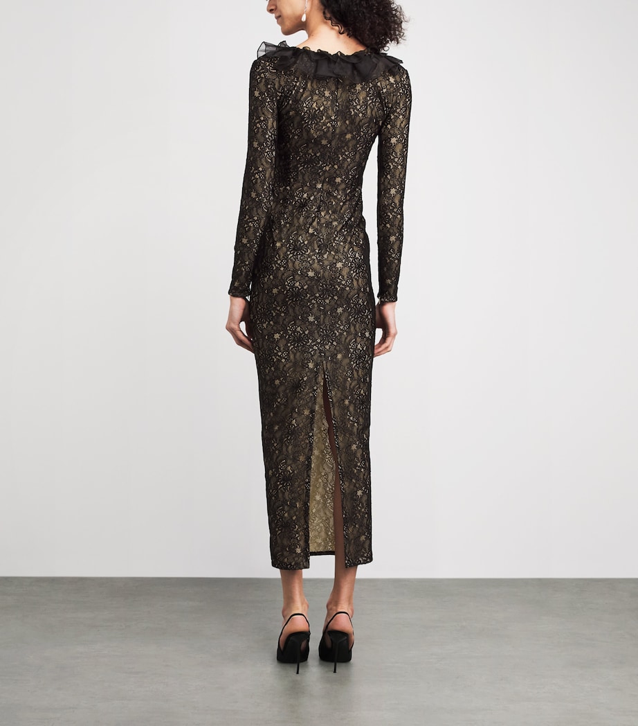 Alessandra Rich Womens Stretch-Lace Maxi Dress Black Image 4