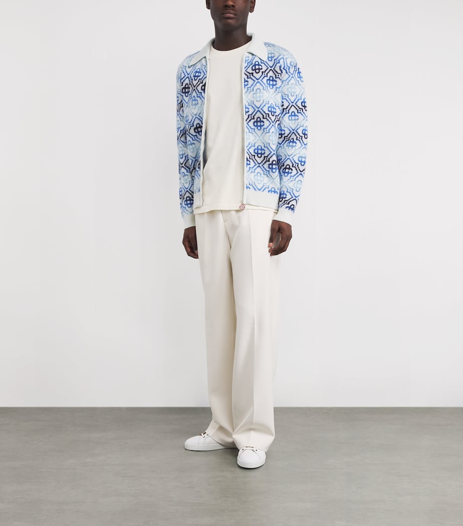 Wool-Blend Monogram Zip-Up Sweater SPACE DYE MONOGRAM Image 2