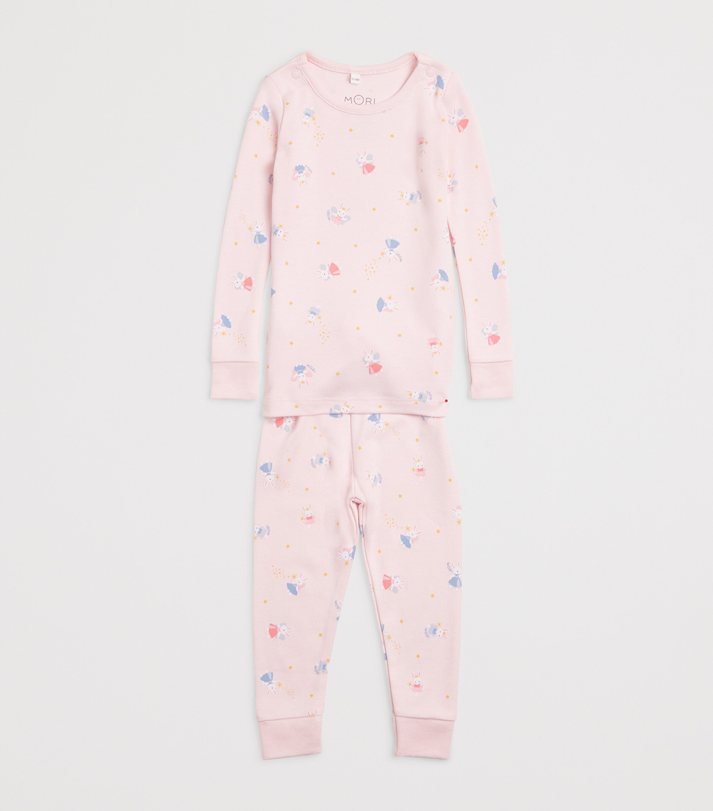MORI Bamboo-Blend Enchanted Bunnies Pyjama Set (12-36 Months) Pink Bunny Image 3