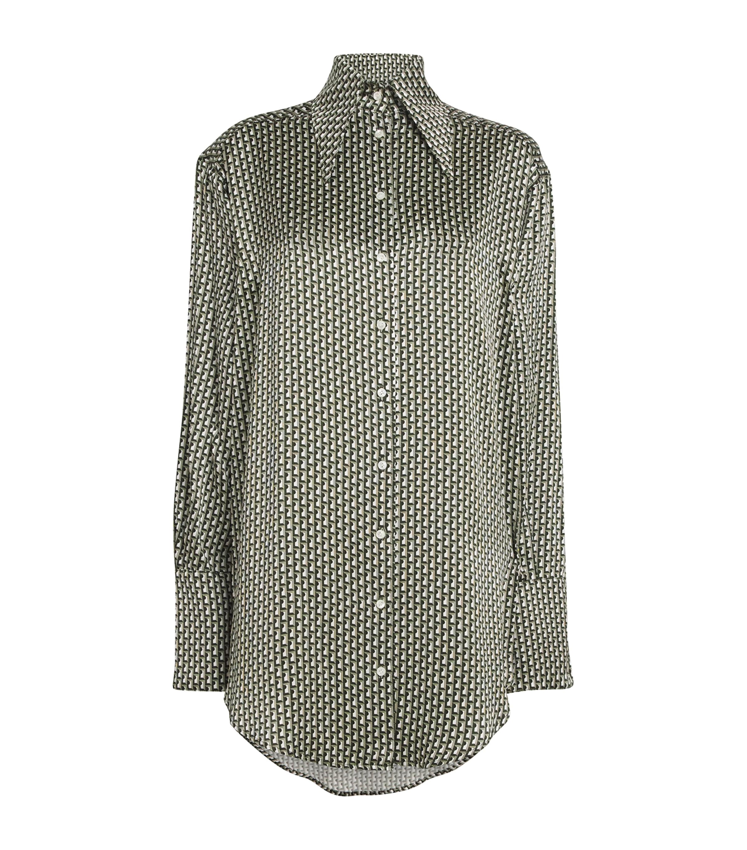 Laura Pitharas Silk Geometric Print Shirt In Green