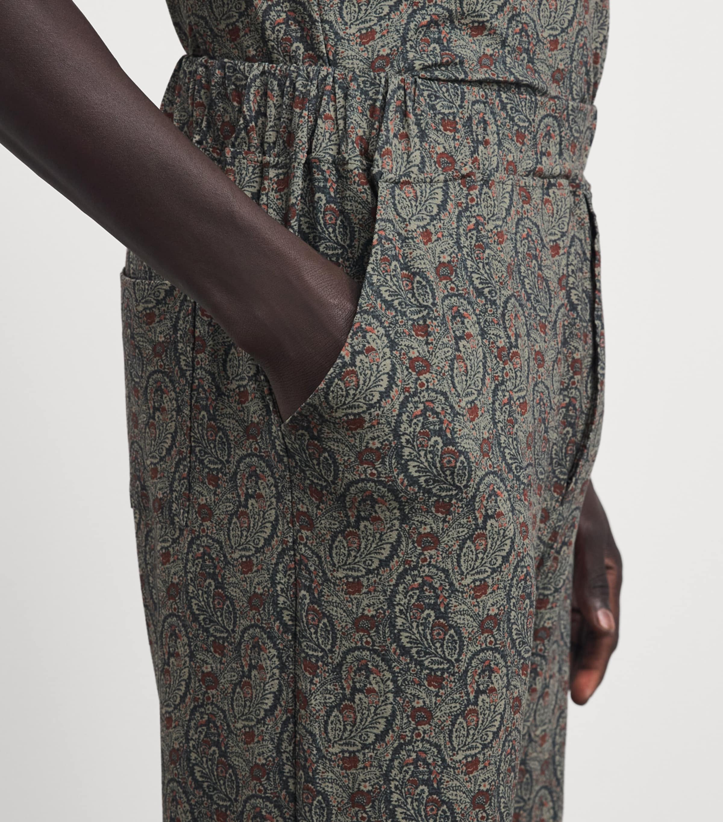 Homebody Mens Stretch-Modal Paisley Pyjama Bottoms Neem Image 3