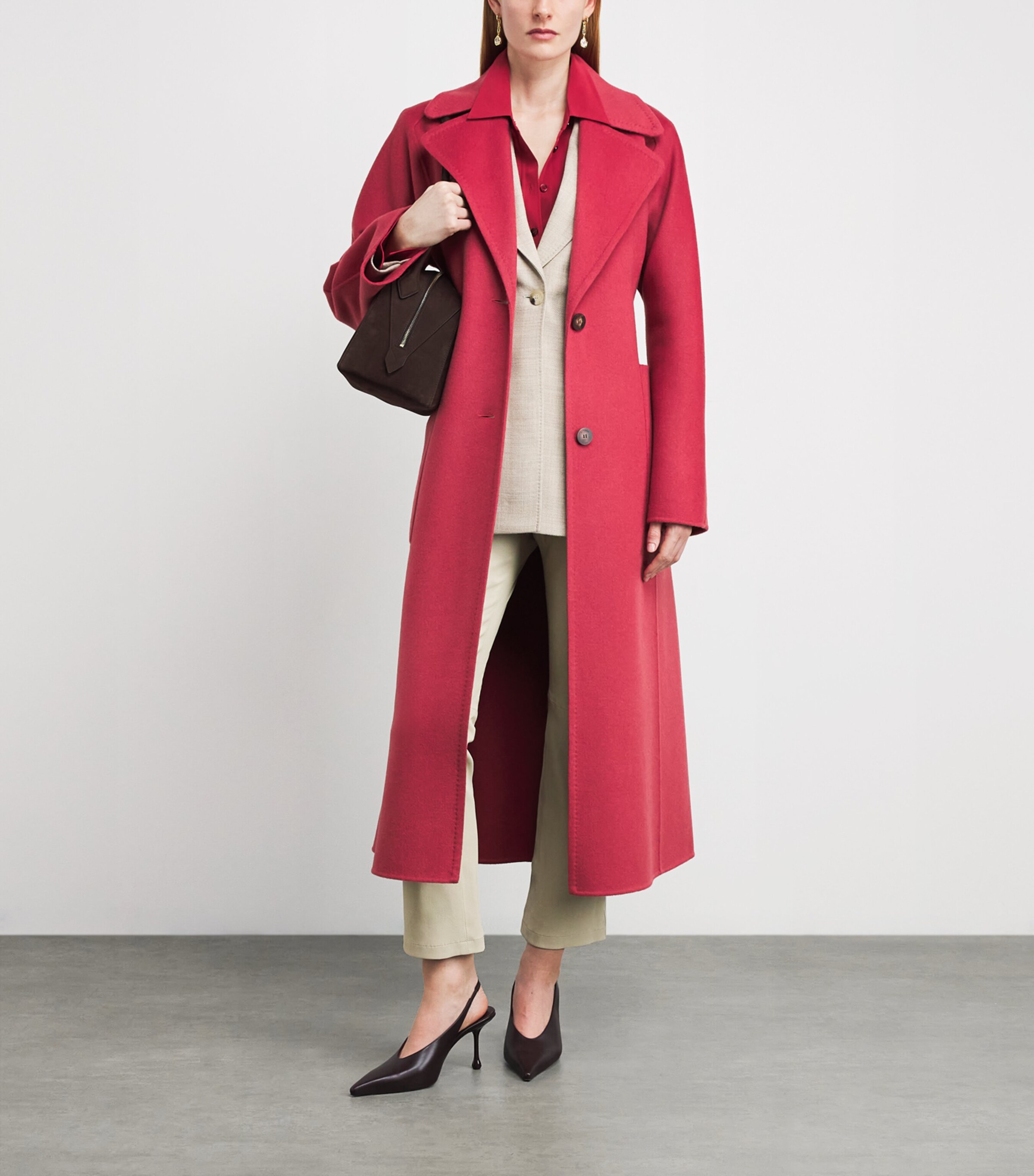 Joseph Womens Wool-Cashmere Spencer Coat Mulberry Image 2