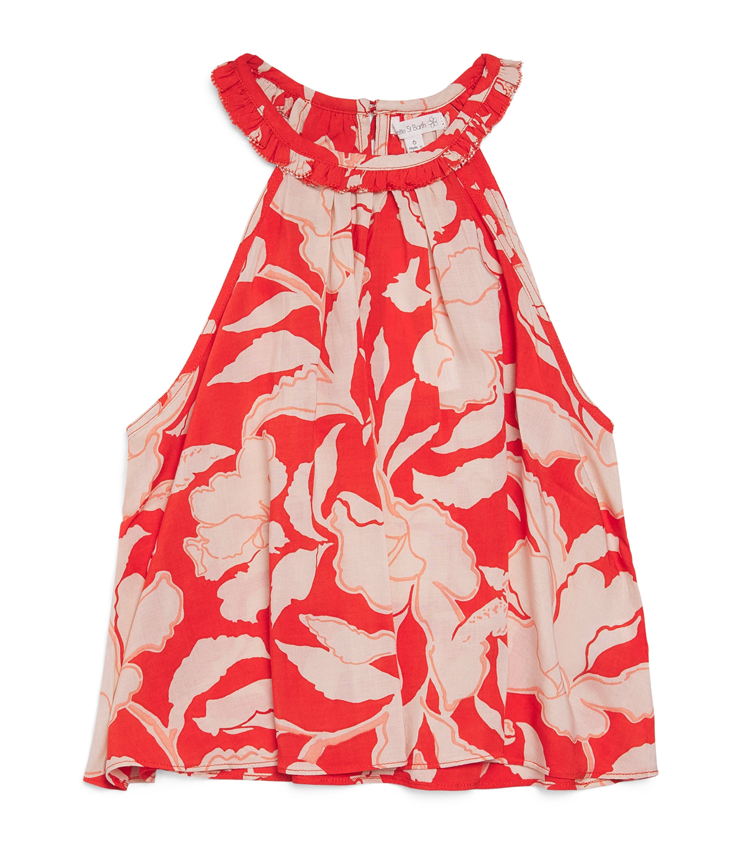 Poupette St Barth Kids Printed Cleo Top (4-10 Years) Coral Palm Beach Image 1