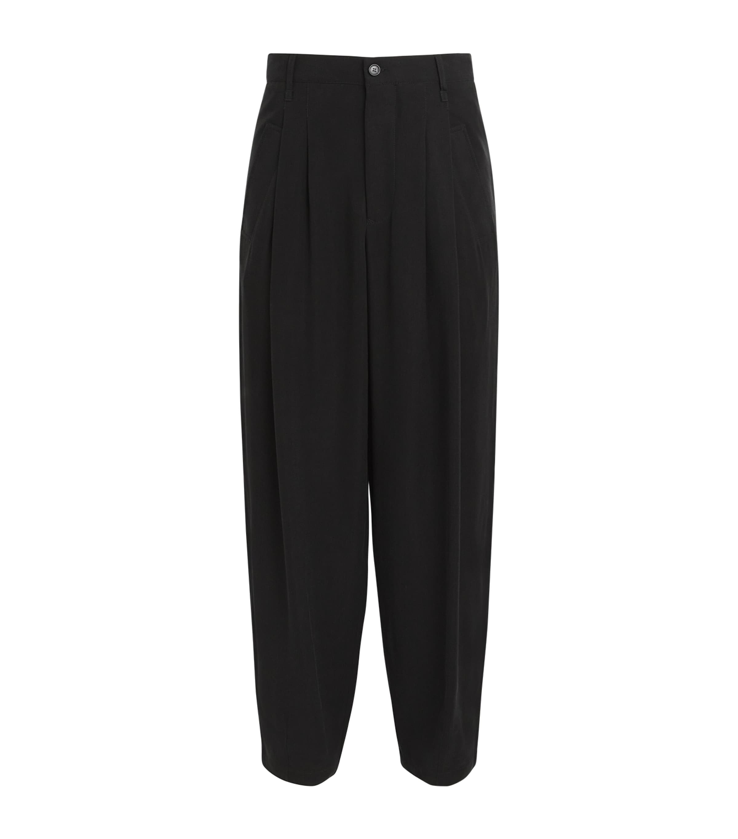 Giorgio Armani Cupro Relaxed Tailored Trousers In Black