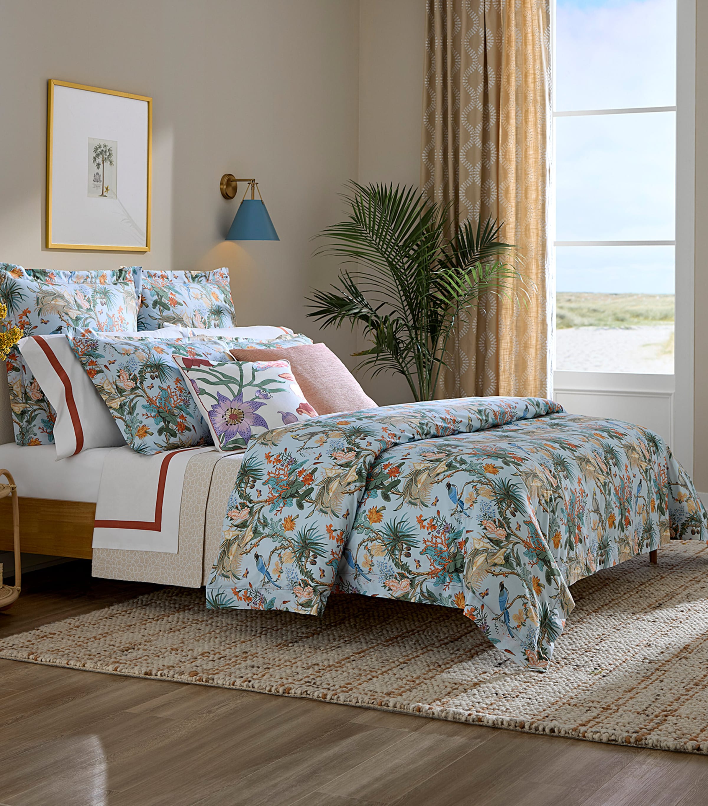 Sferra x Scalamandré Cotton Cinque Terra King Duvet Cover (230cm x 220cm) Sky Image 2