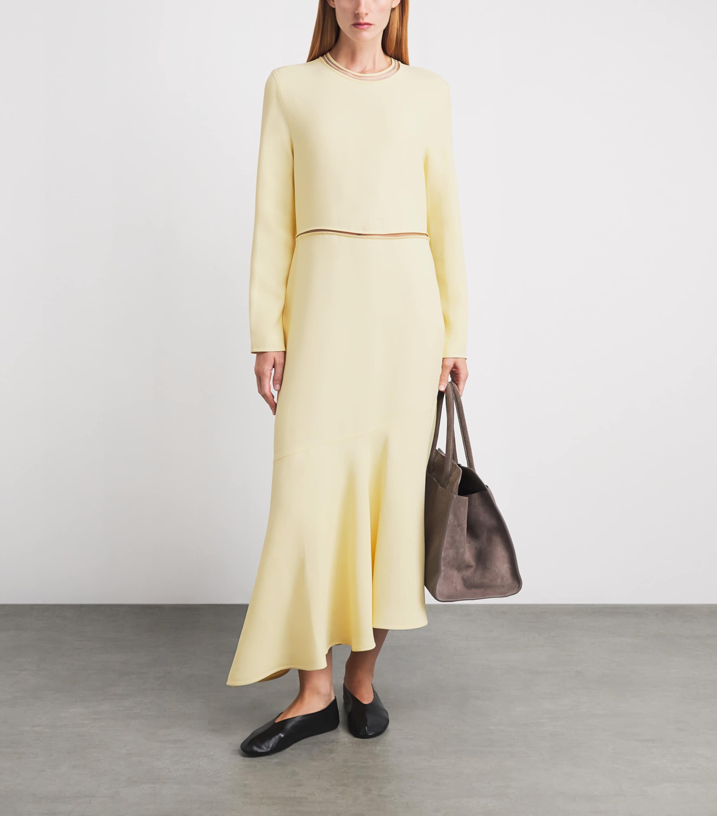Fabiana Filippi Womens Asymmetric Cady Midi Dress Giallo Image 2
