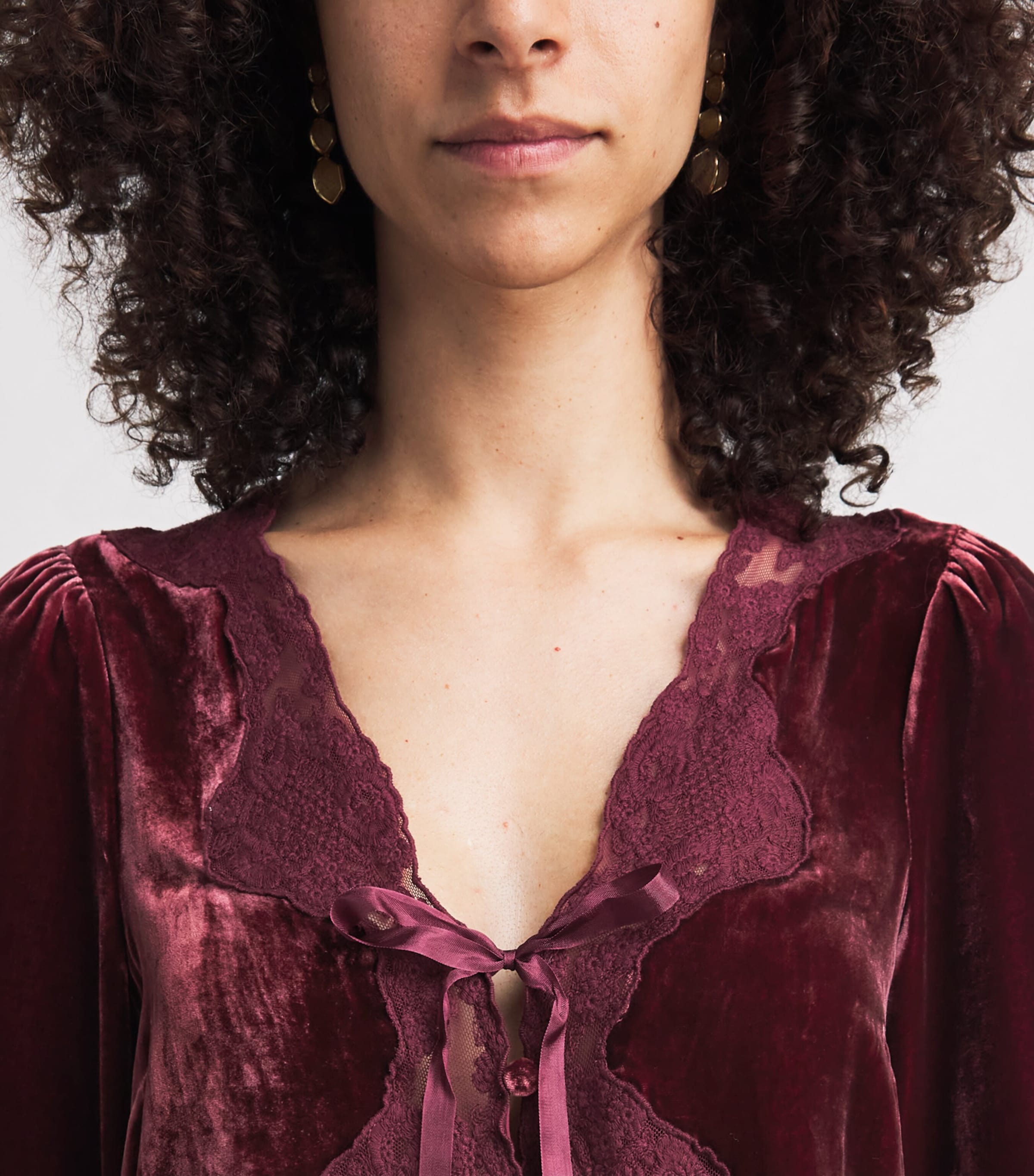 Rixo Womens Velvet Ursula Blouse Bordeaux Image 3