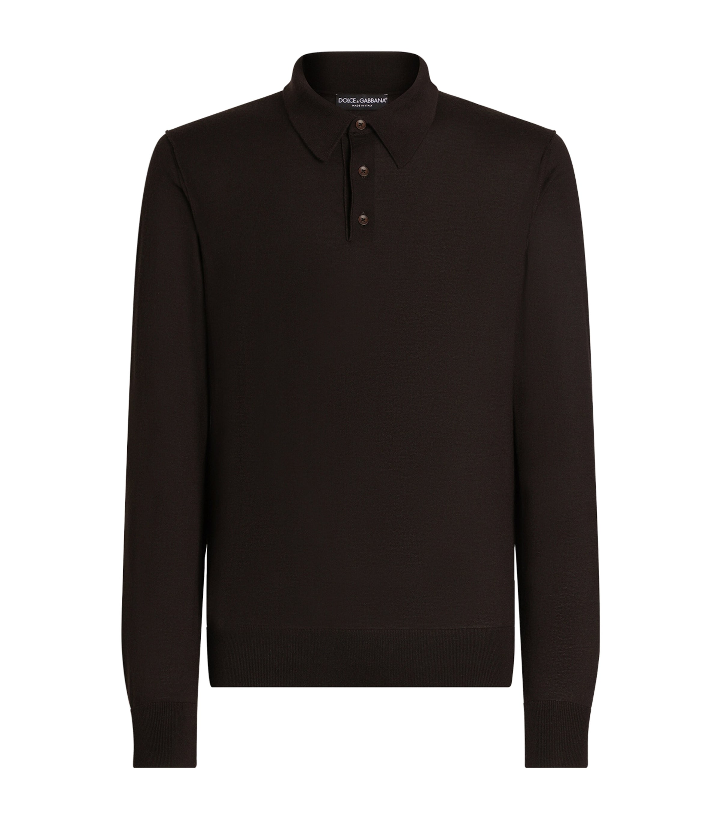 Dolce & Gabbana Long-sleeve Polo Shirt In Brown