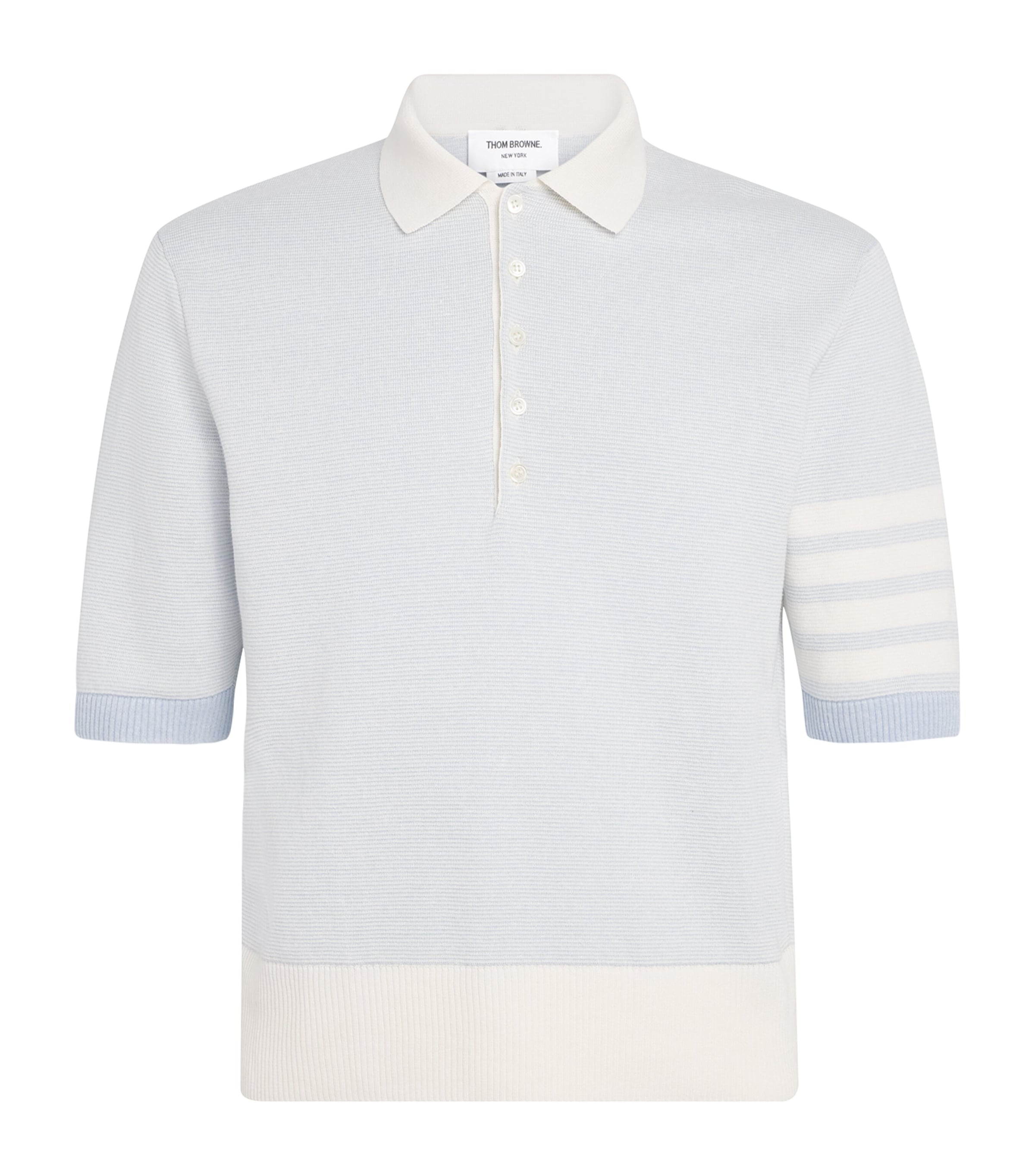 Thom Browne 4-bar Linen And Cotton Polo Shirt In Blue