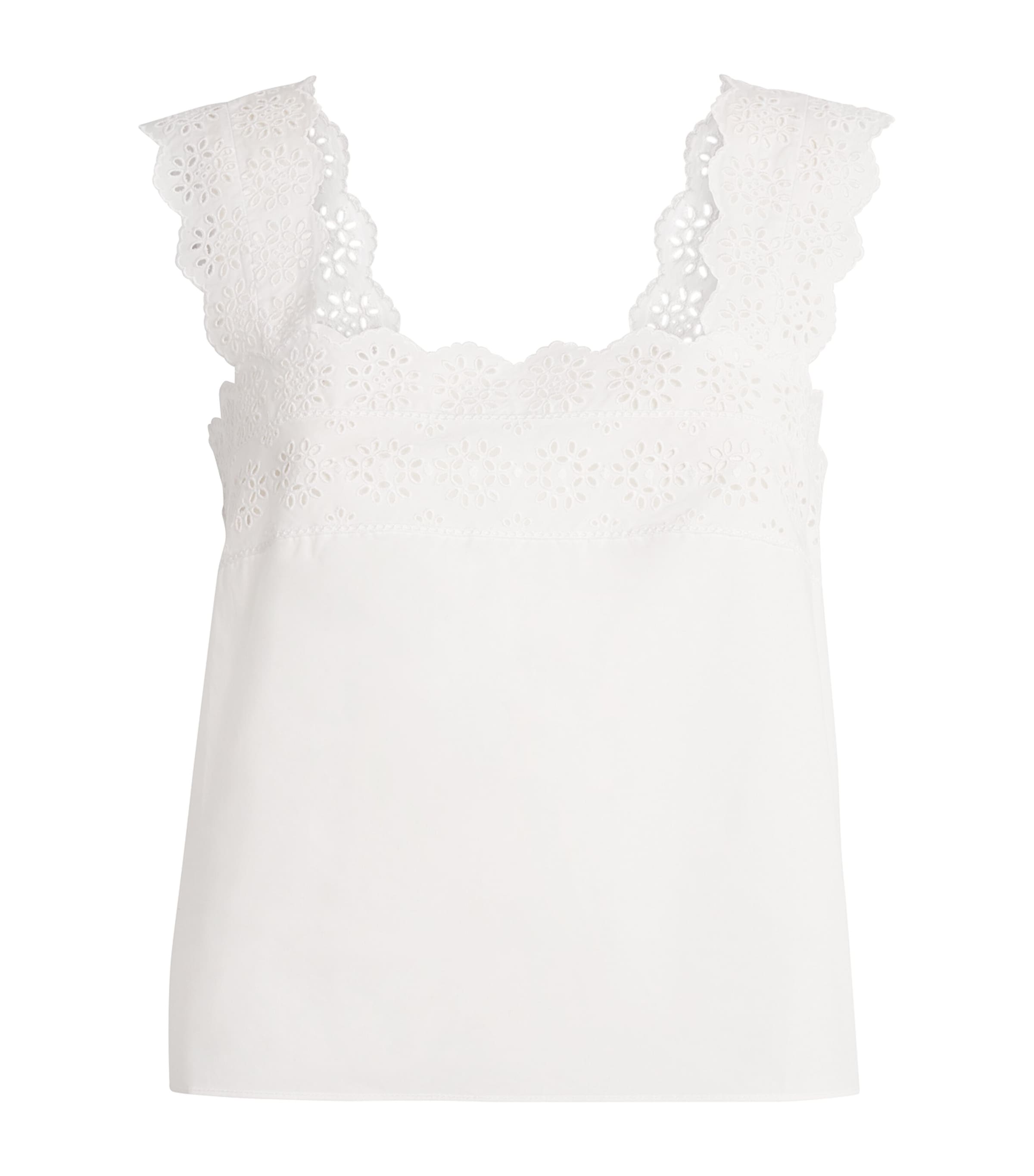 Frame Organic Cotton The Eyelet Tank Top In White