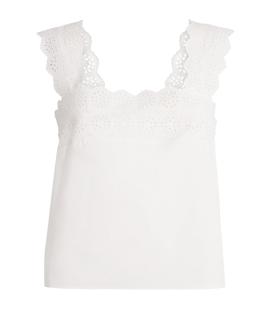 Organic Cotton The Eyelet Tank Top WHITE Image 1