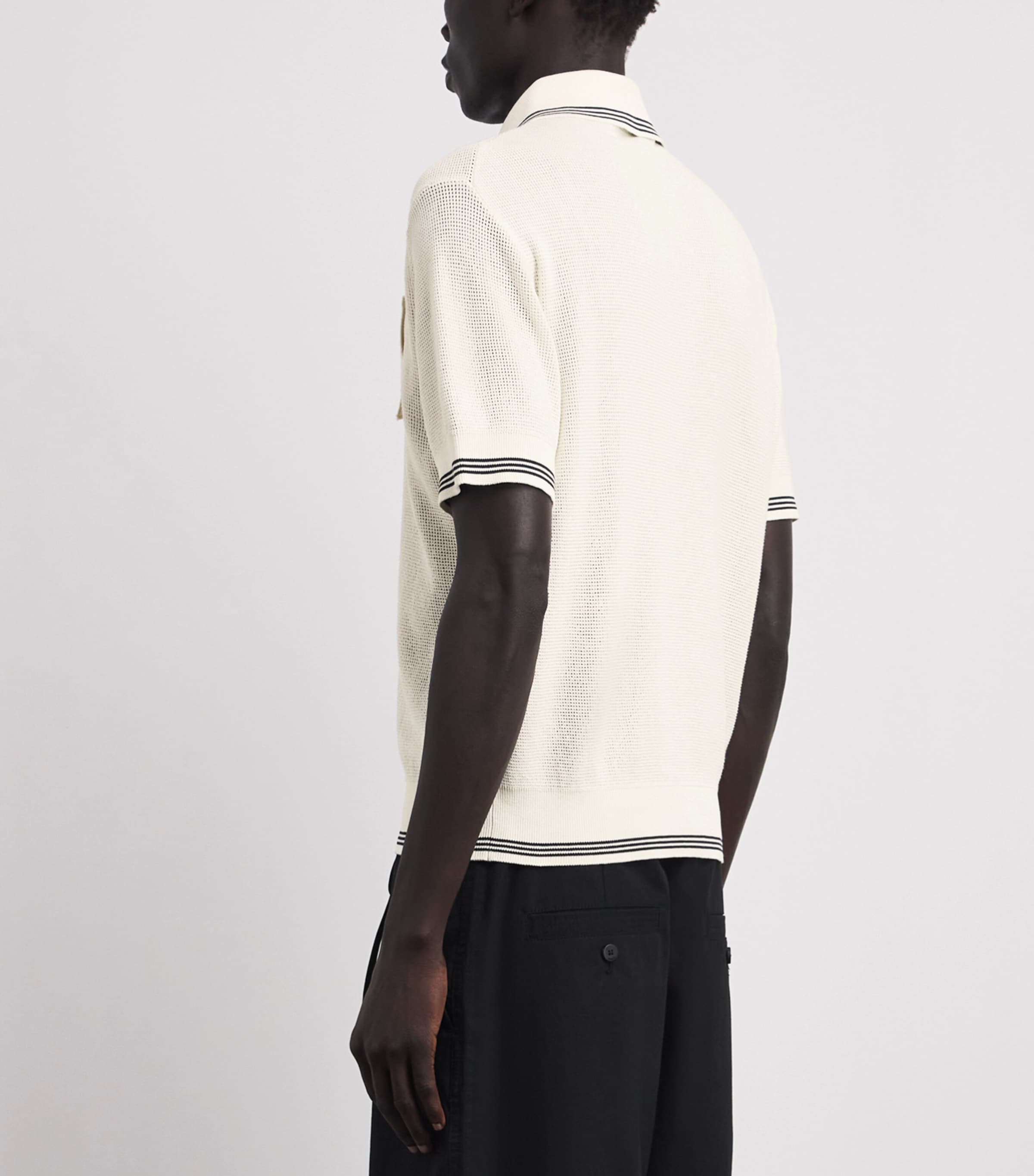Jacquemus Mens Silk-Cotton Sailboat Polo Shirt White Image 5