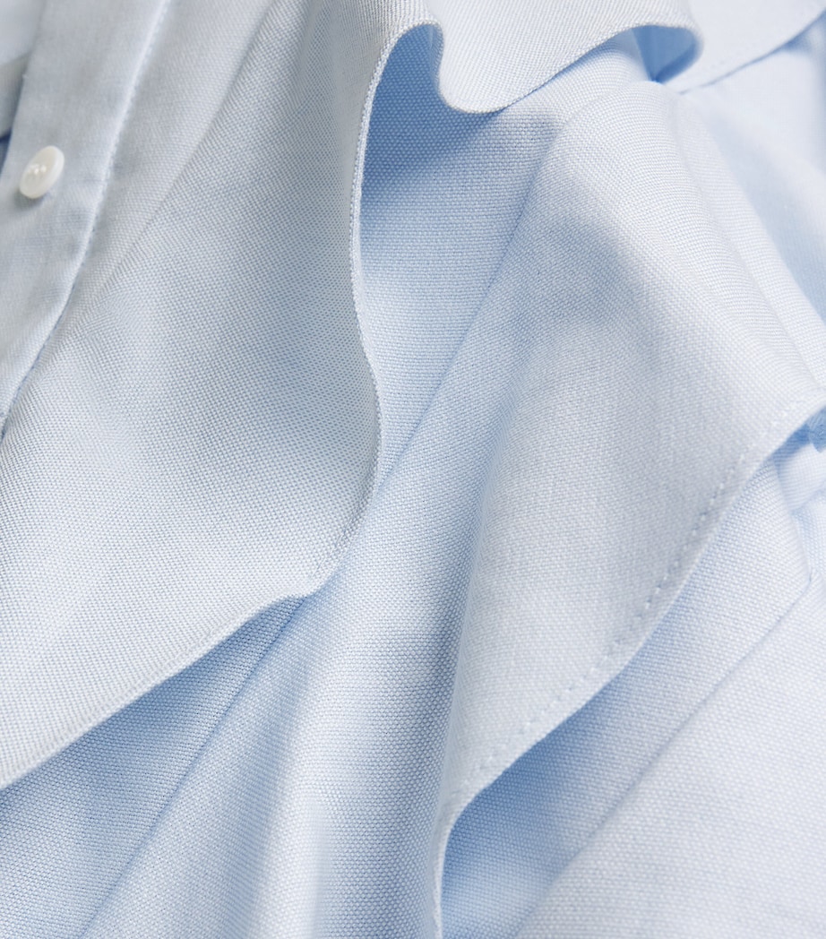 Sandro Paris Womens Cotton Ruffled Shirt Sky Blue Image 5