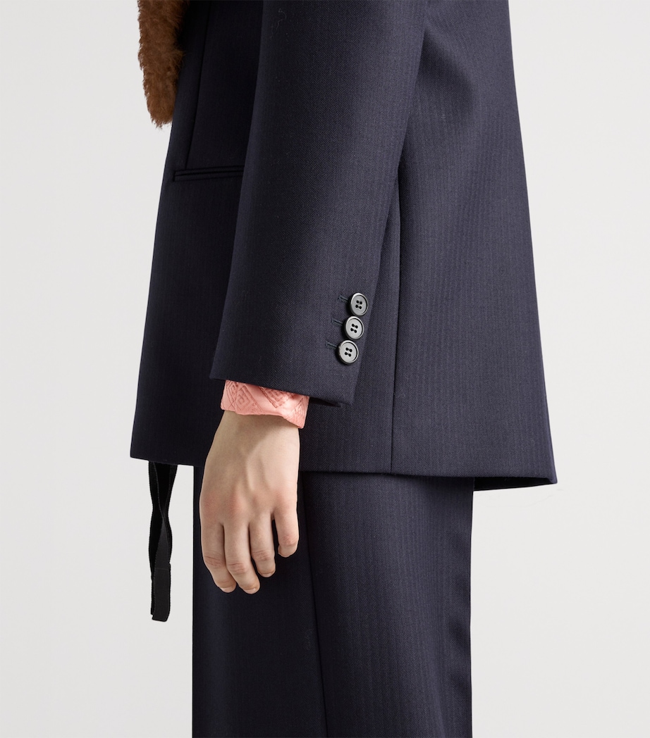 Wool Herringbone Blazer F0008 Image 3