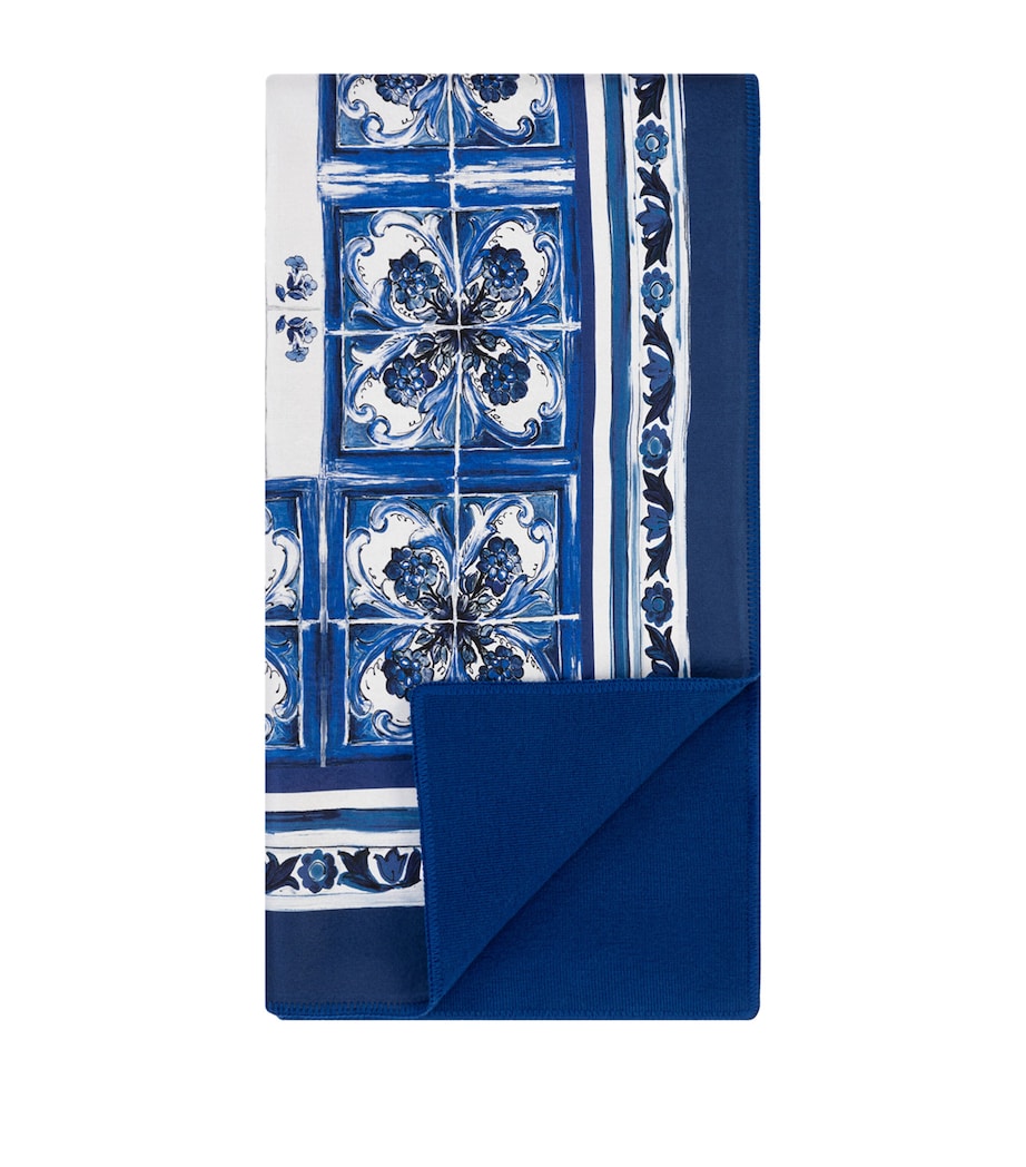 Silk-Wool Blu Mediterraneo Throw (140cm x 180cm) UB003 VASO BLU MEDIT Image 2