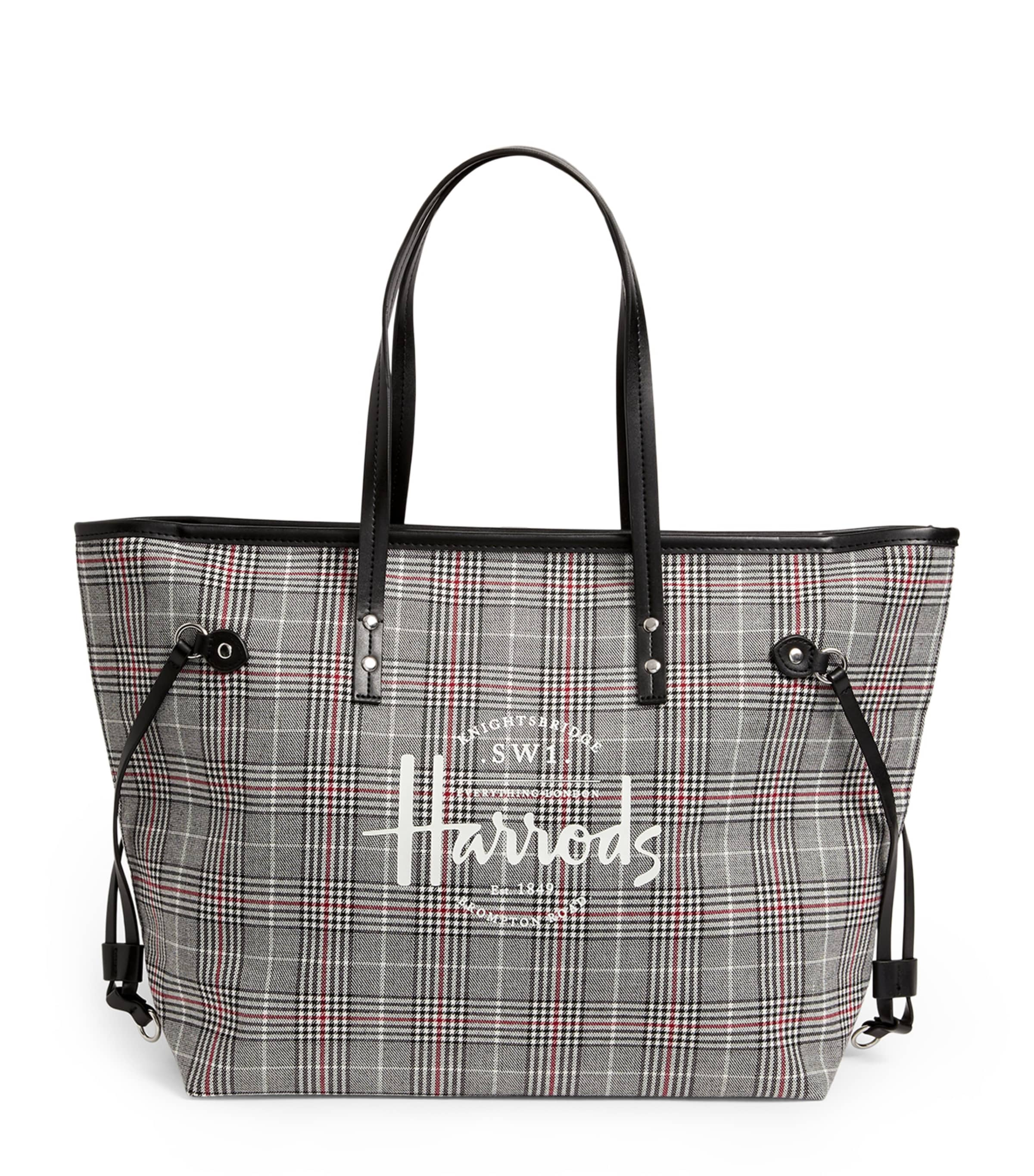 Harrods Southbank Grey Check Tote Bag