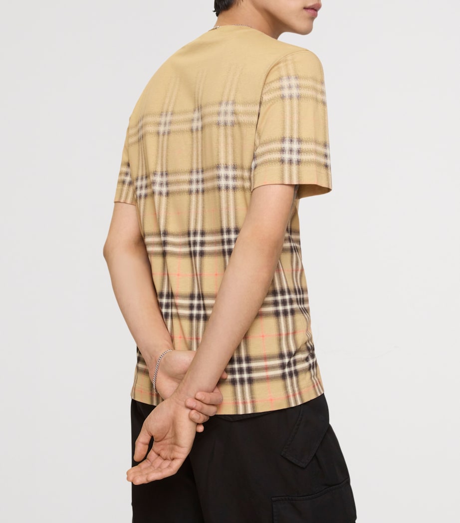 Cotton Gradient Check T-Shirt SAND IP CHECK Image 3