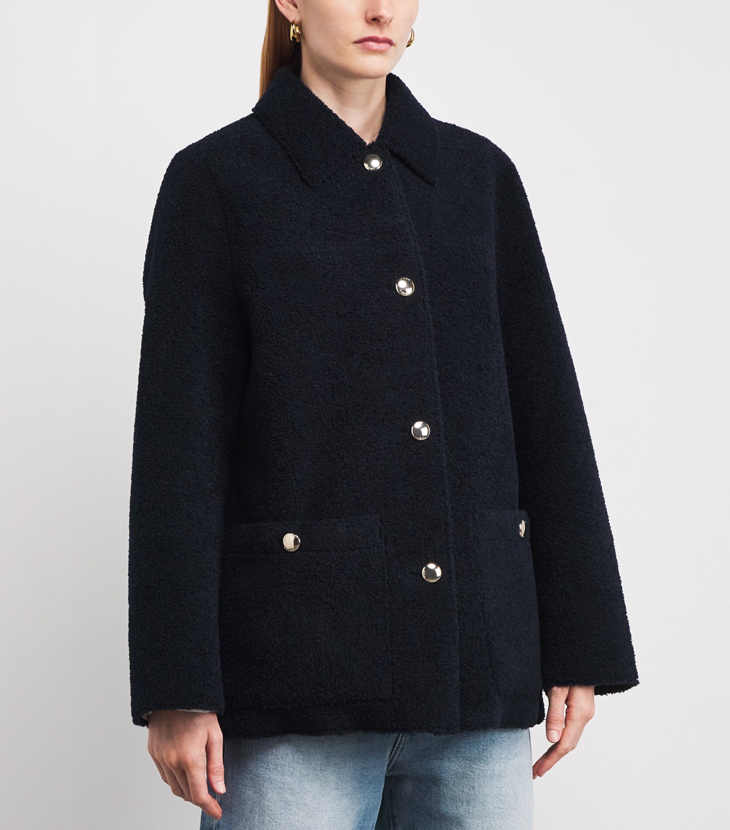 Faux Shearling Reversible Jacket NAVY Image 3
