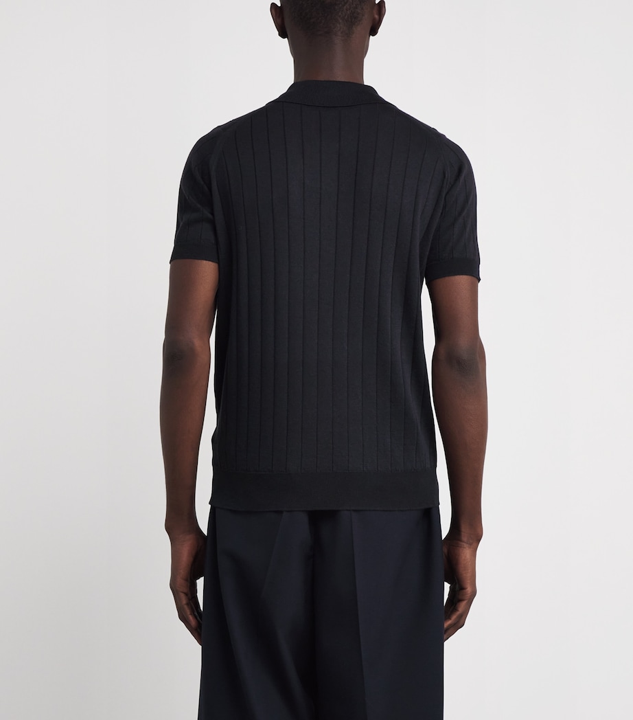Wool-Cotton Ribbed Williams Polo Shirt NAVY Image 4