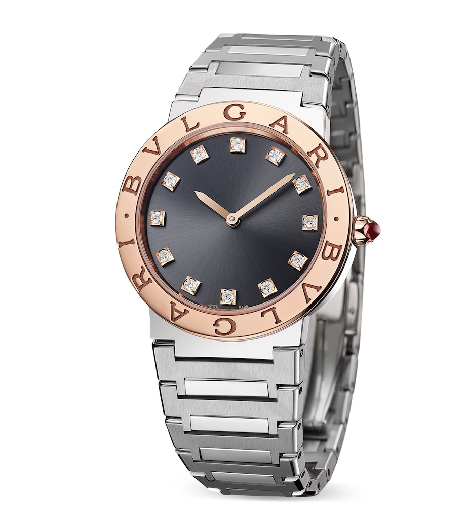 Stainless Steel, Rose Gold and Diamond Bvlgari Bvlgari Watch 33mm ANTHRACITE Image 1