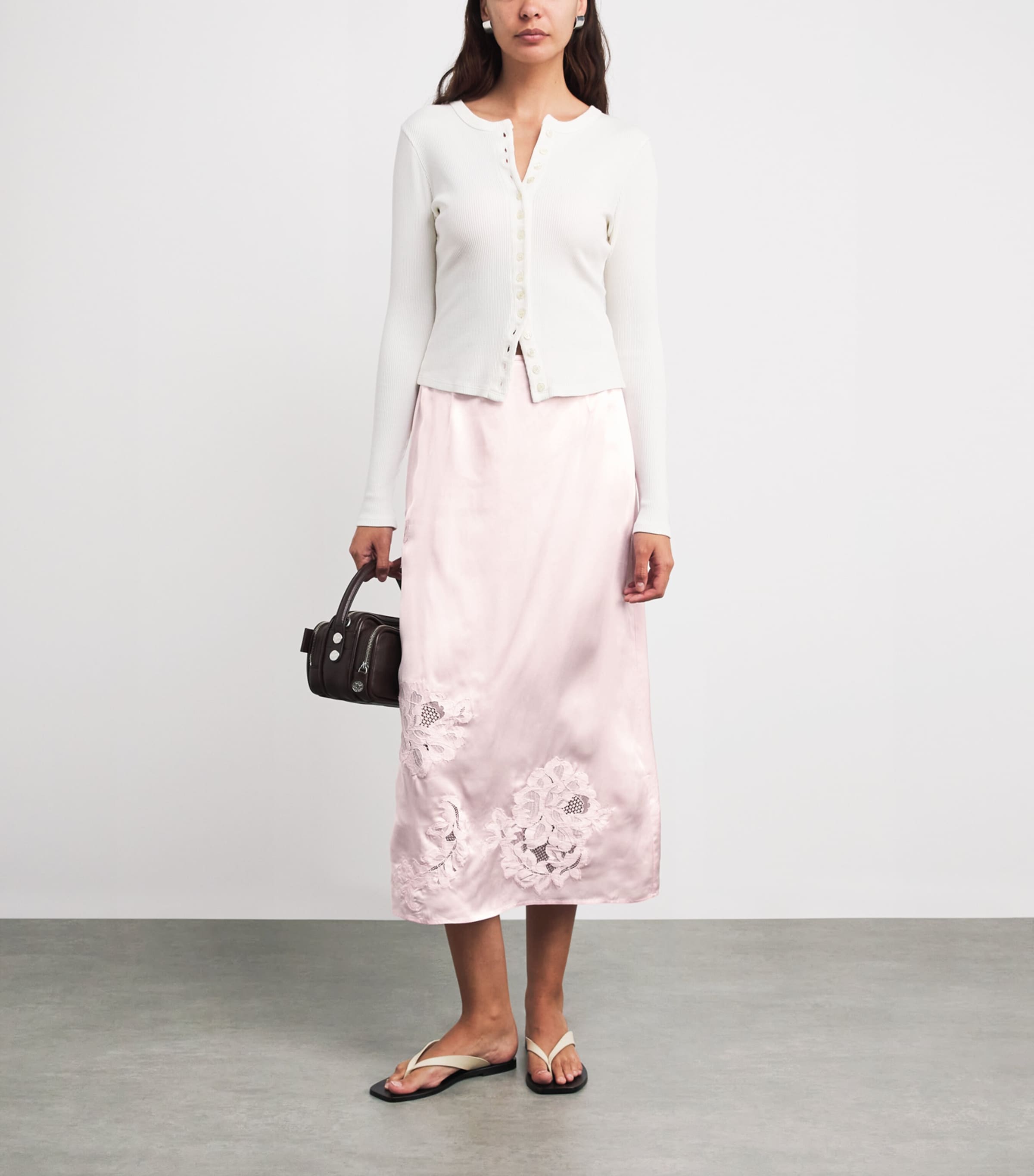 Herskind Womens Lace-Detail Amanda Maxi Skirt Pale Pink Image 2
