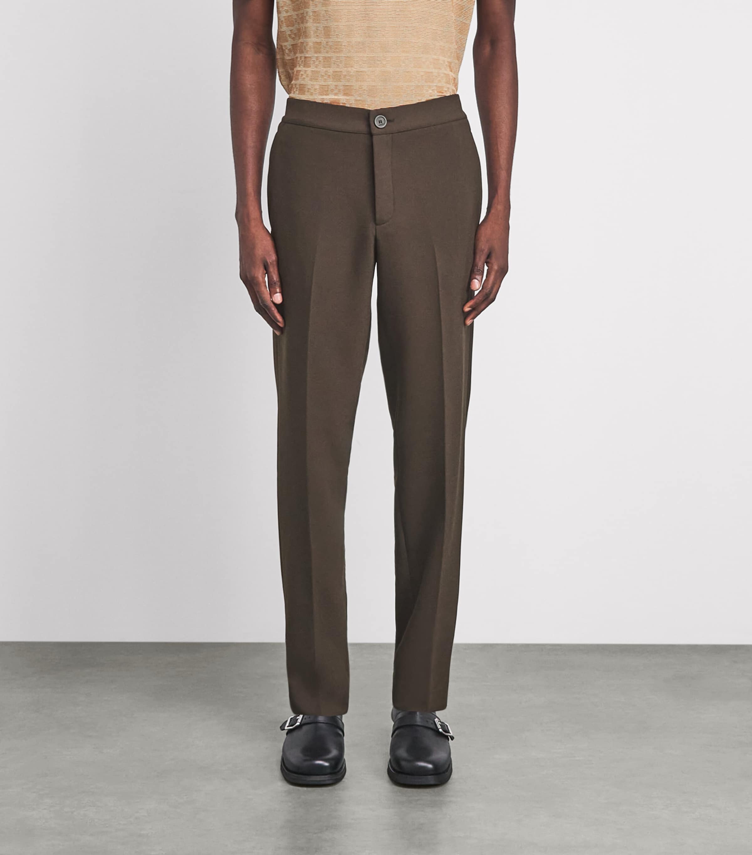 Sandro Paris Mens Stretch-Jersey Trousers Dark Taupe Image 4