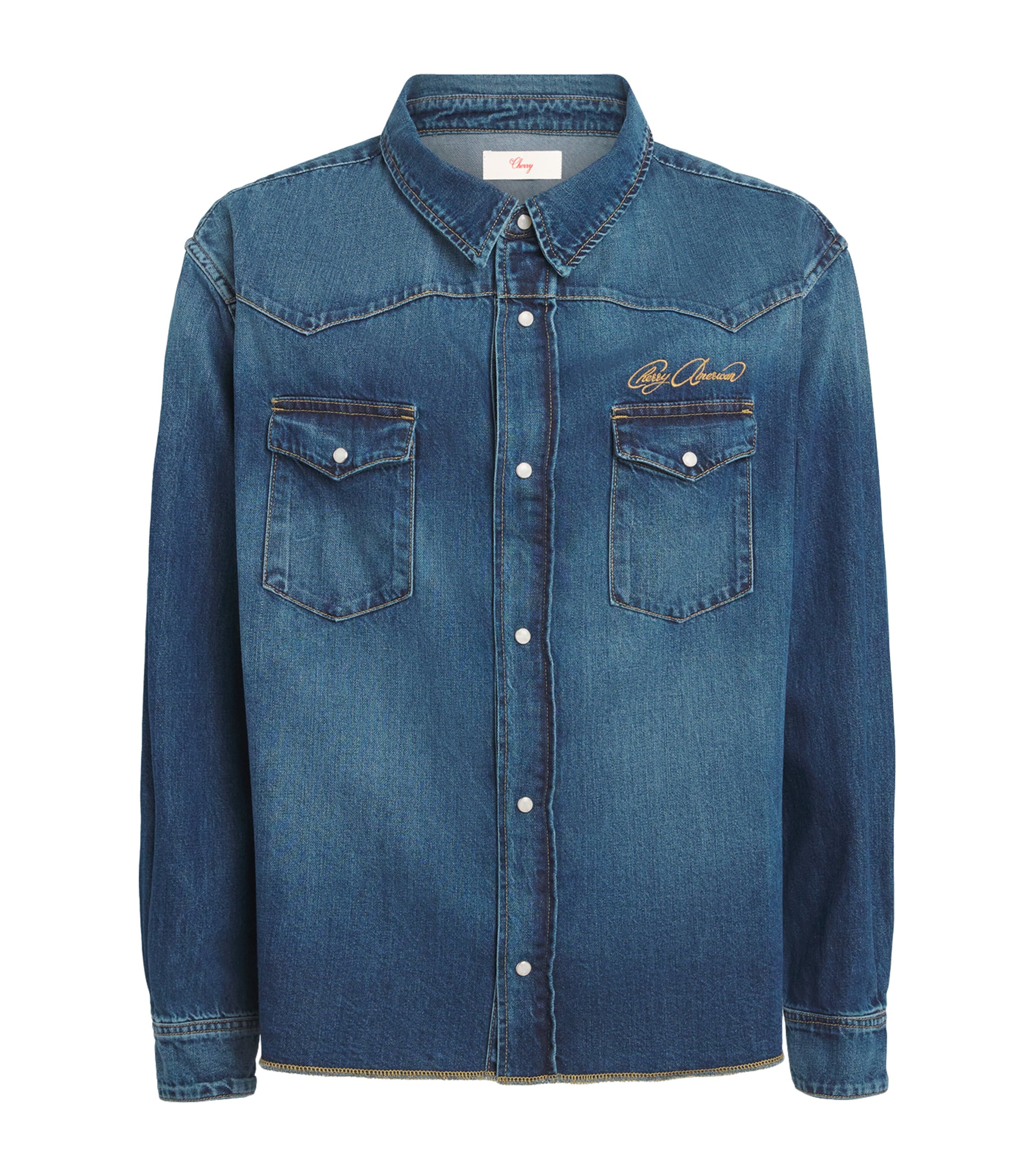 Cherry Los Angeles Western Denim Shirt In Blue