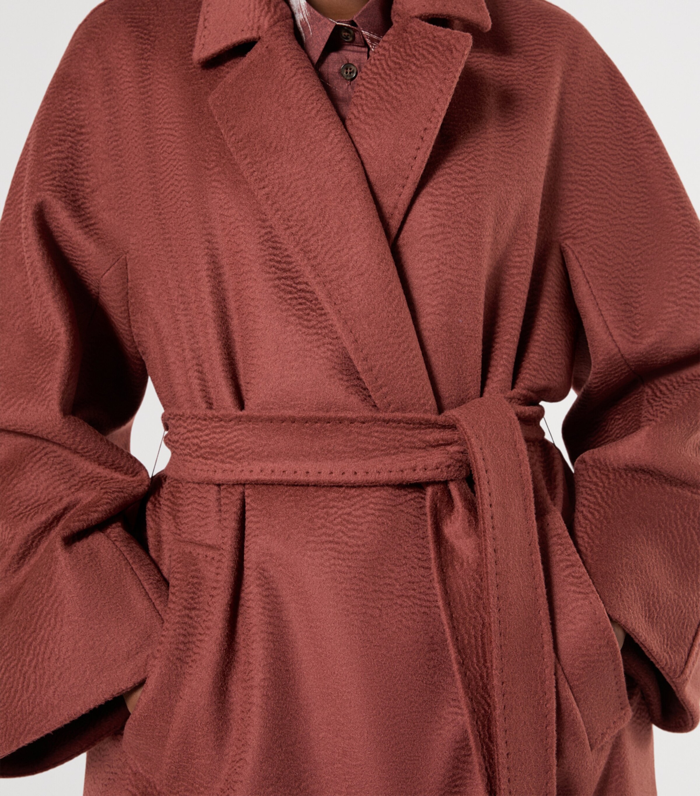 Marina Rinaldi Womens Camel Wool Wrap Coat Brick Red Image 5