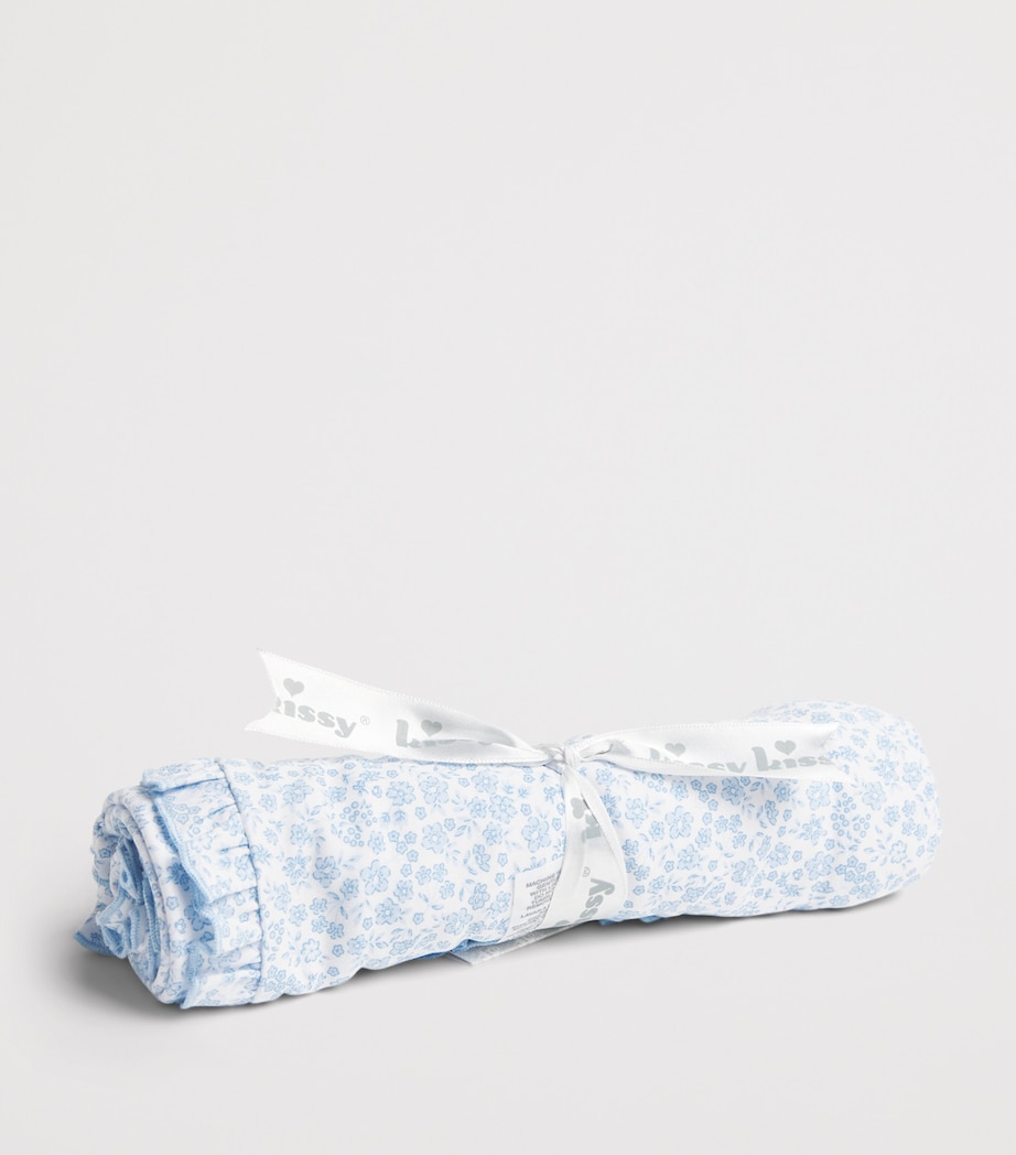 Kissy Kissy Pima Cotton Floral Blanket Light Blue Image 2