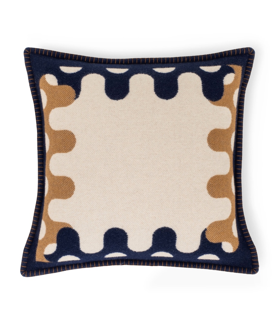 Wool Modernism 002 Cushion (50cm x 50cm) 8E29 - BLUE/TAN Image 1