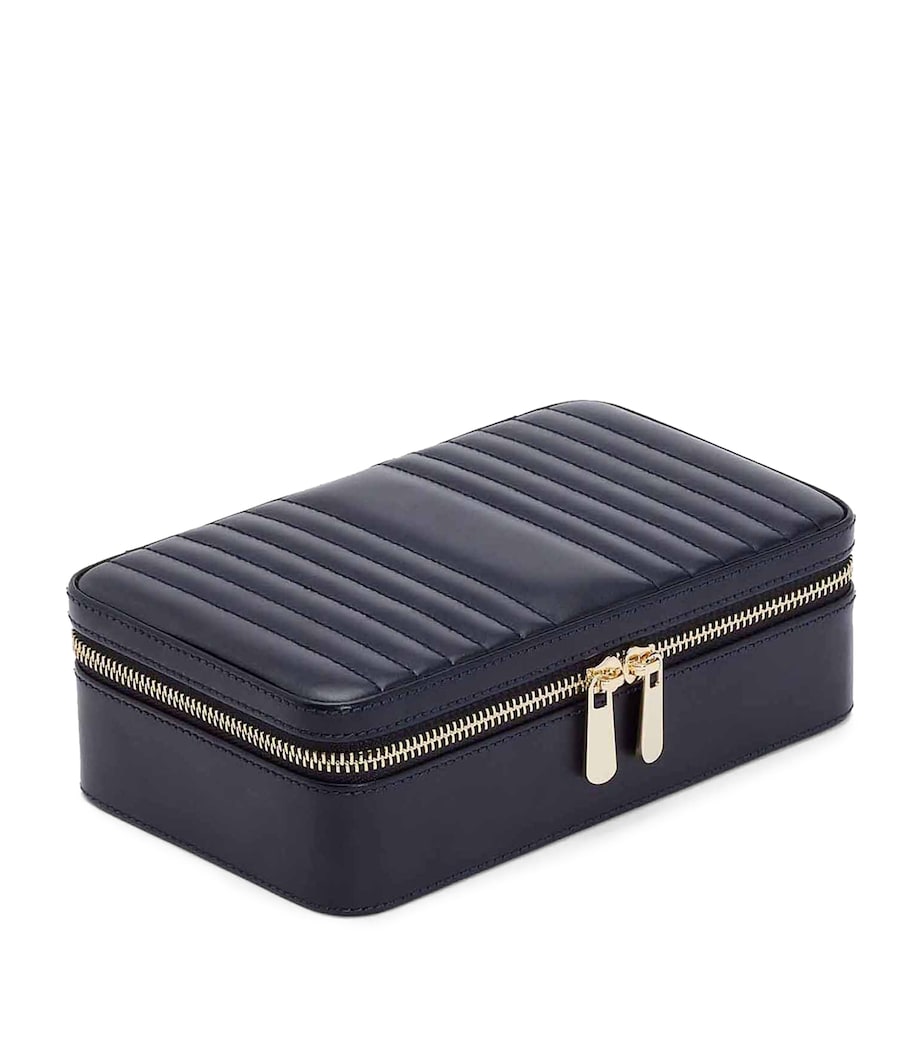 Medium Leather Maria Jewellery Case NAVY Image 4