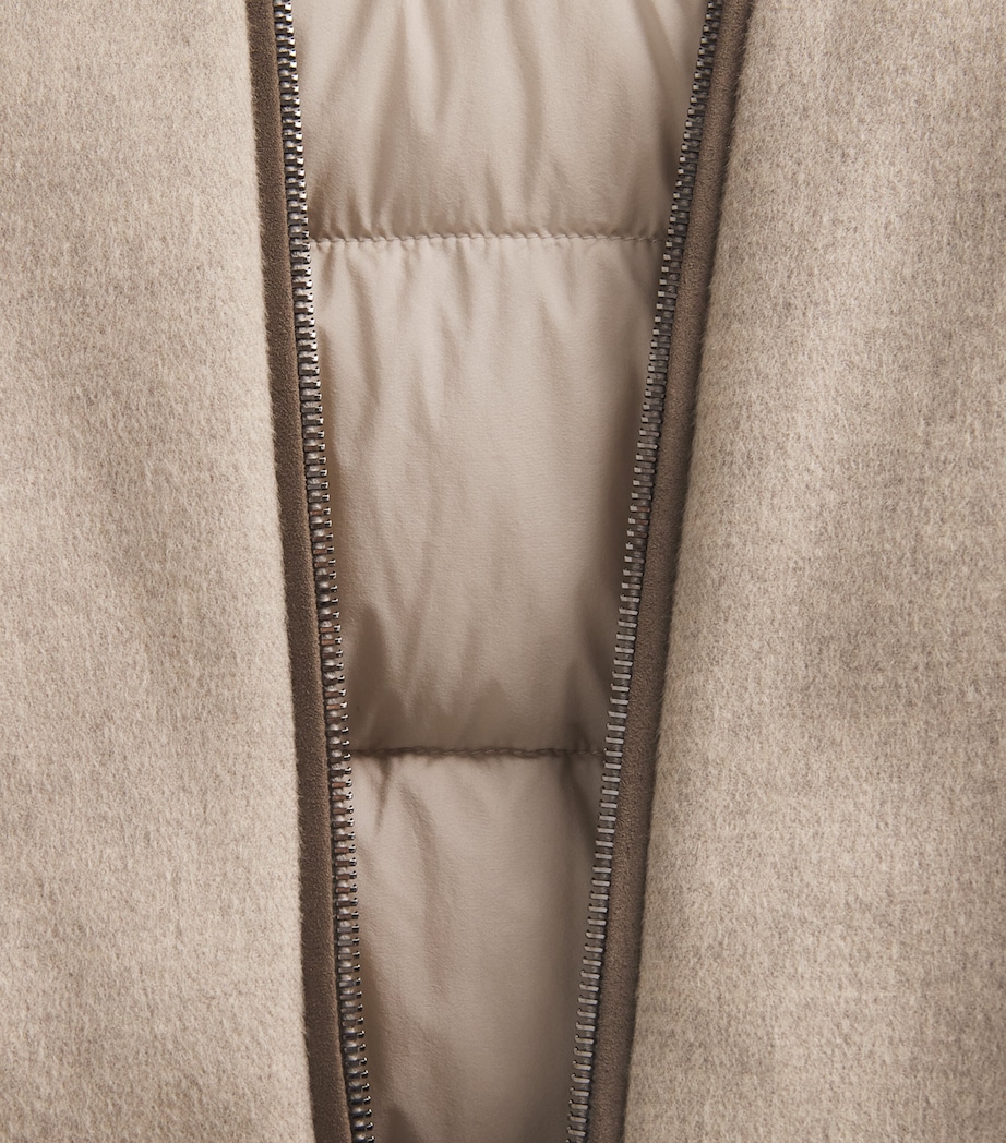 Moorer Mens Virgin Wool-Cashmere Reversible Falieri Gilet Stone Image 7