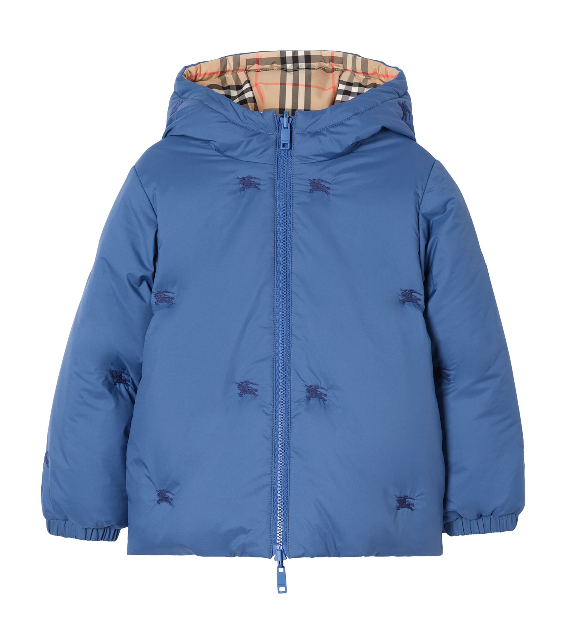 Burberry Kids Reversible Check Puffer Jacket (4-12 Years) Warm Cornflower Blue Image 1