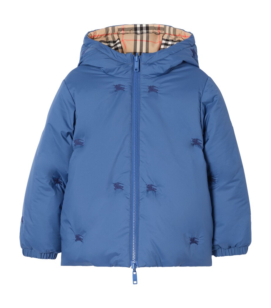 Burberry Kids Reversible Check Puffer Jacket (4-12 Years) Warm Cornflower Blue Image 1