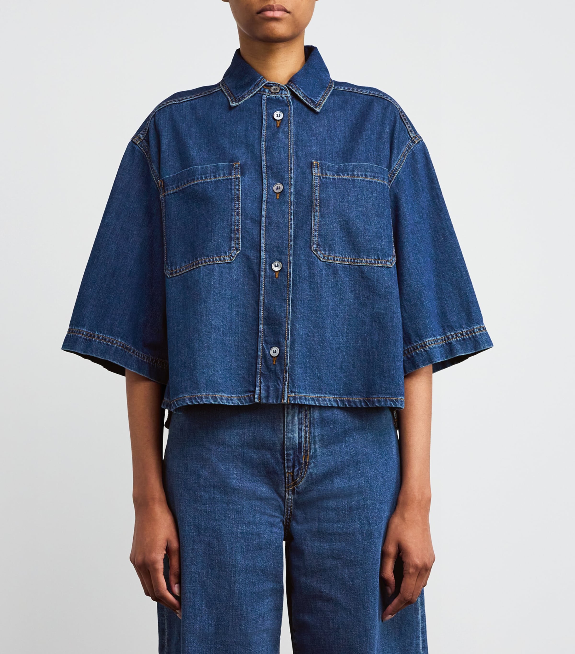 Weekend Max Mara Cropped Denim Shirt | Harrods UK
