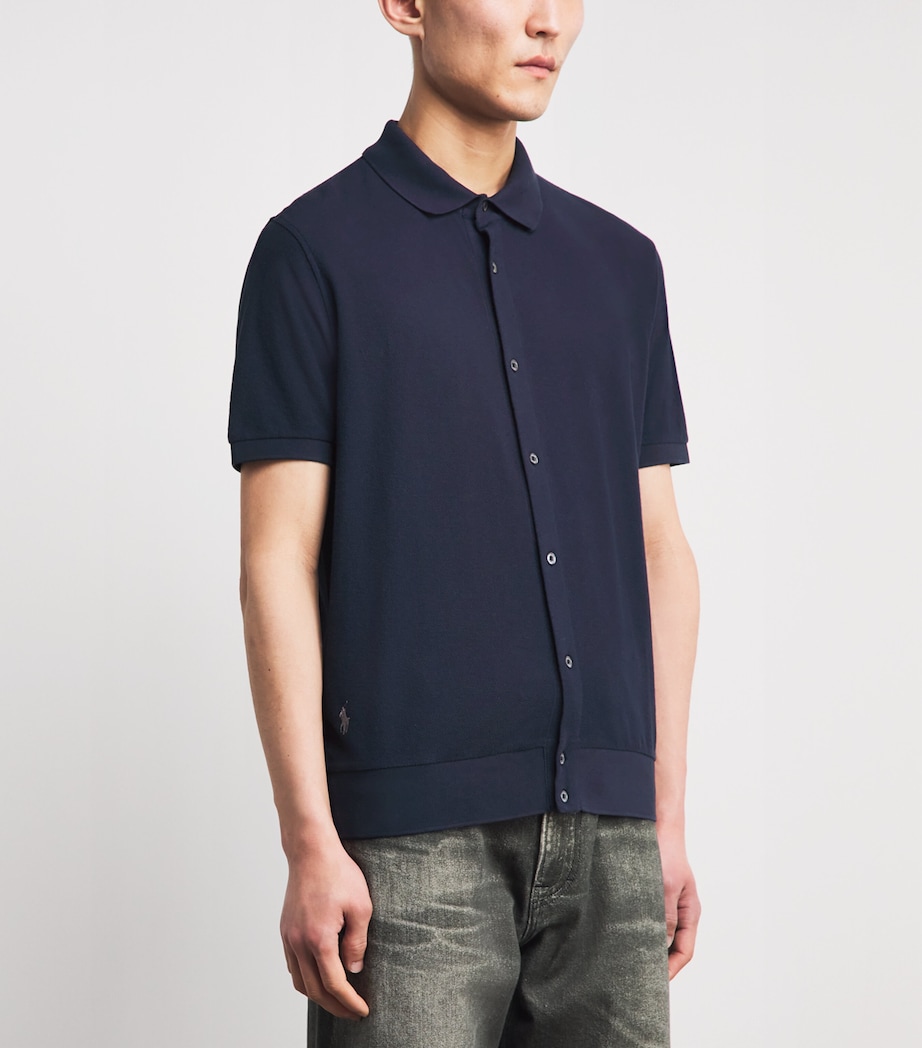 Polo Ralph Lauren Mens Cotton Honeycomb Shirt Aviator Navy Image 4