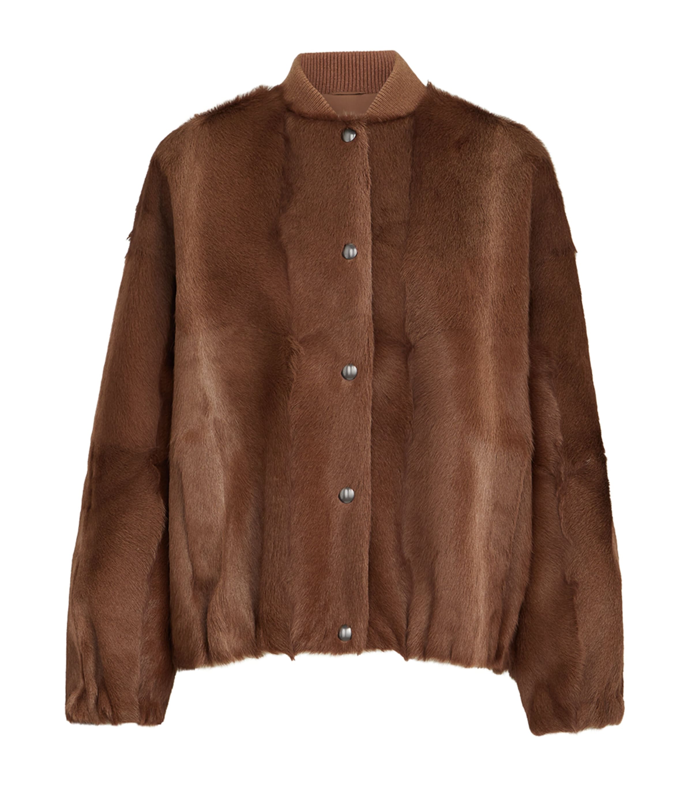 Brunello Cucinelli Womens Cashmere Shearling Bomber Jacket Brandy Sfumato Image 1