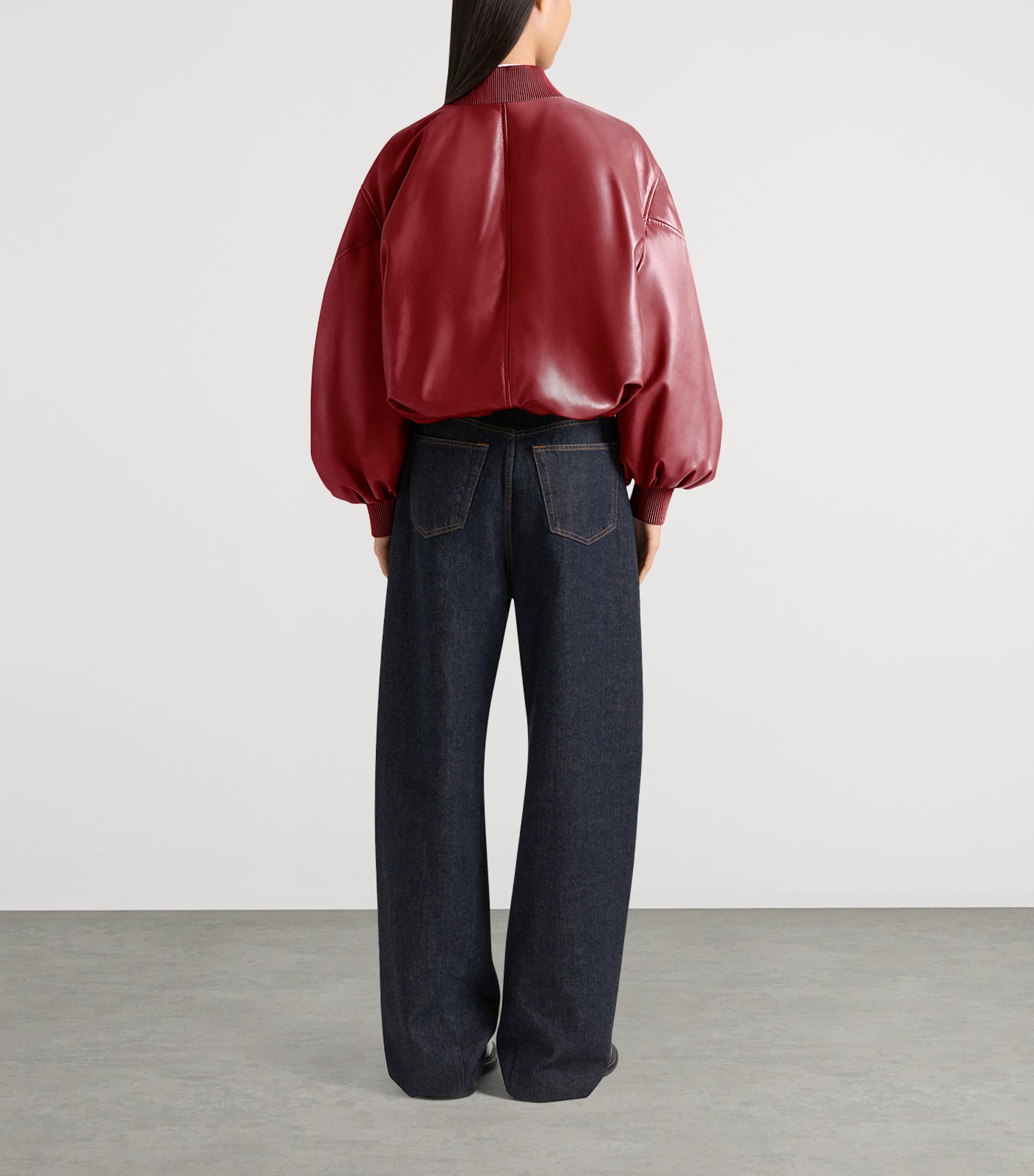 Givenchy Womens Leather Cropped Cocoon Bomber Jacket Image 3