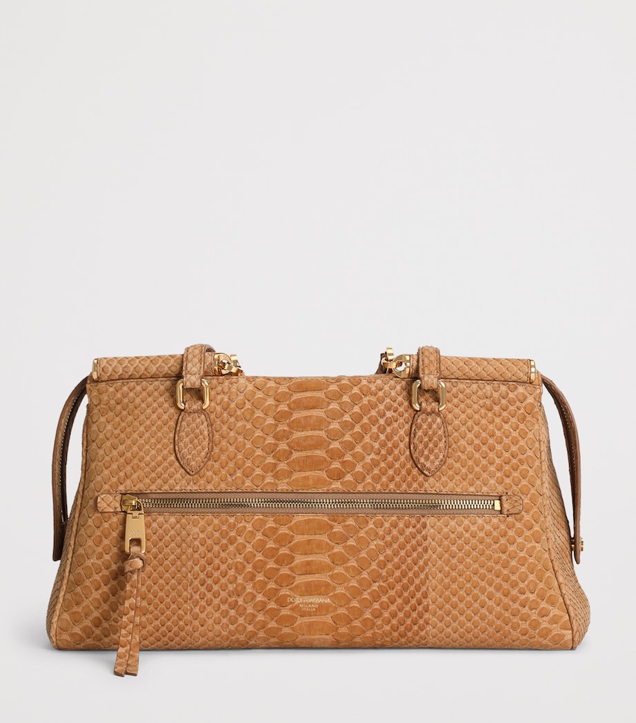 Dolce&Gabbana Medium Python Leather Vittoria Top-Handle Bag Camel Image 5