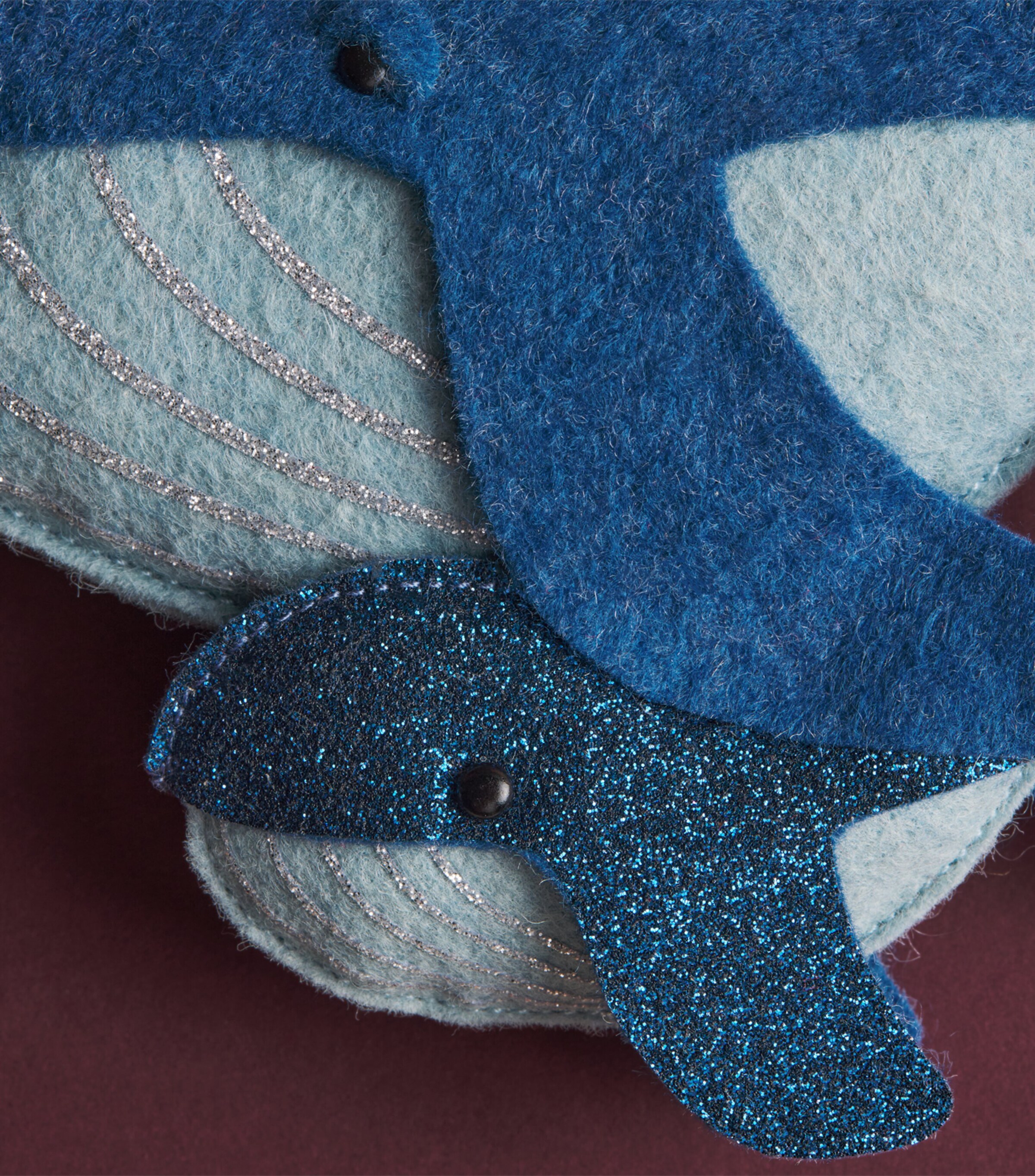 SKETCH.STITCH.LOVE Blue Whale Tree Decoration Navy/grey Image 2