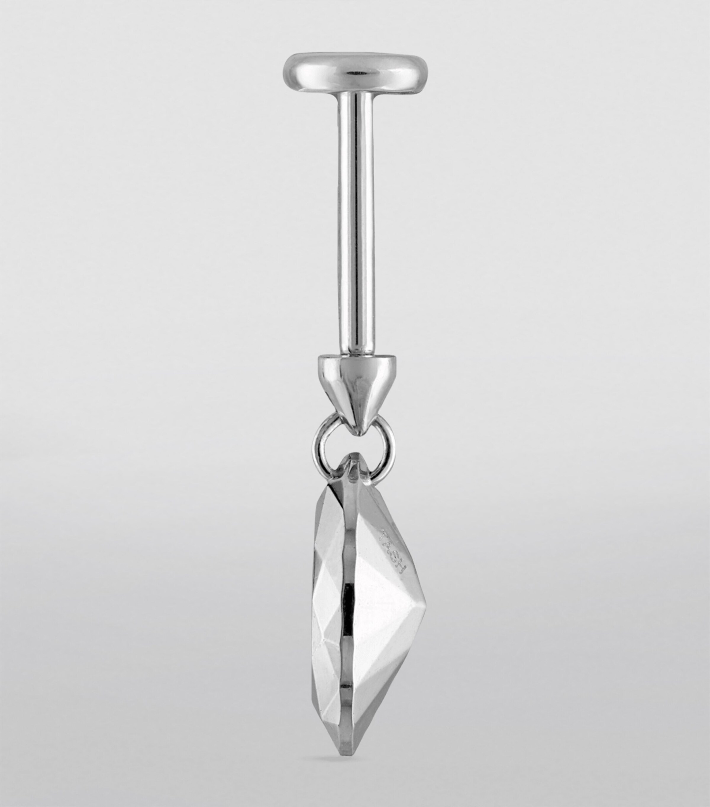 Faceted Marquise Threaded Charm Single Earring (7.5mm) WHITE GOLD Image 2