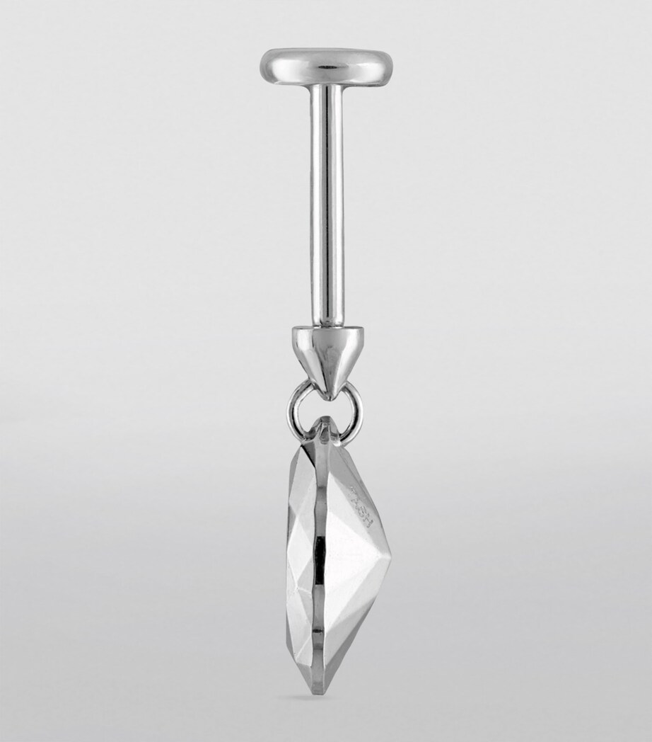 Faceted Marquise Threaded Charm Single Earring (7.5mm) WHITE GOLD Image 2