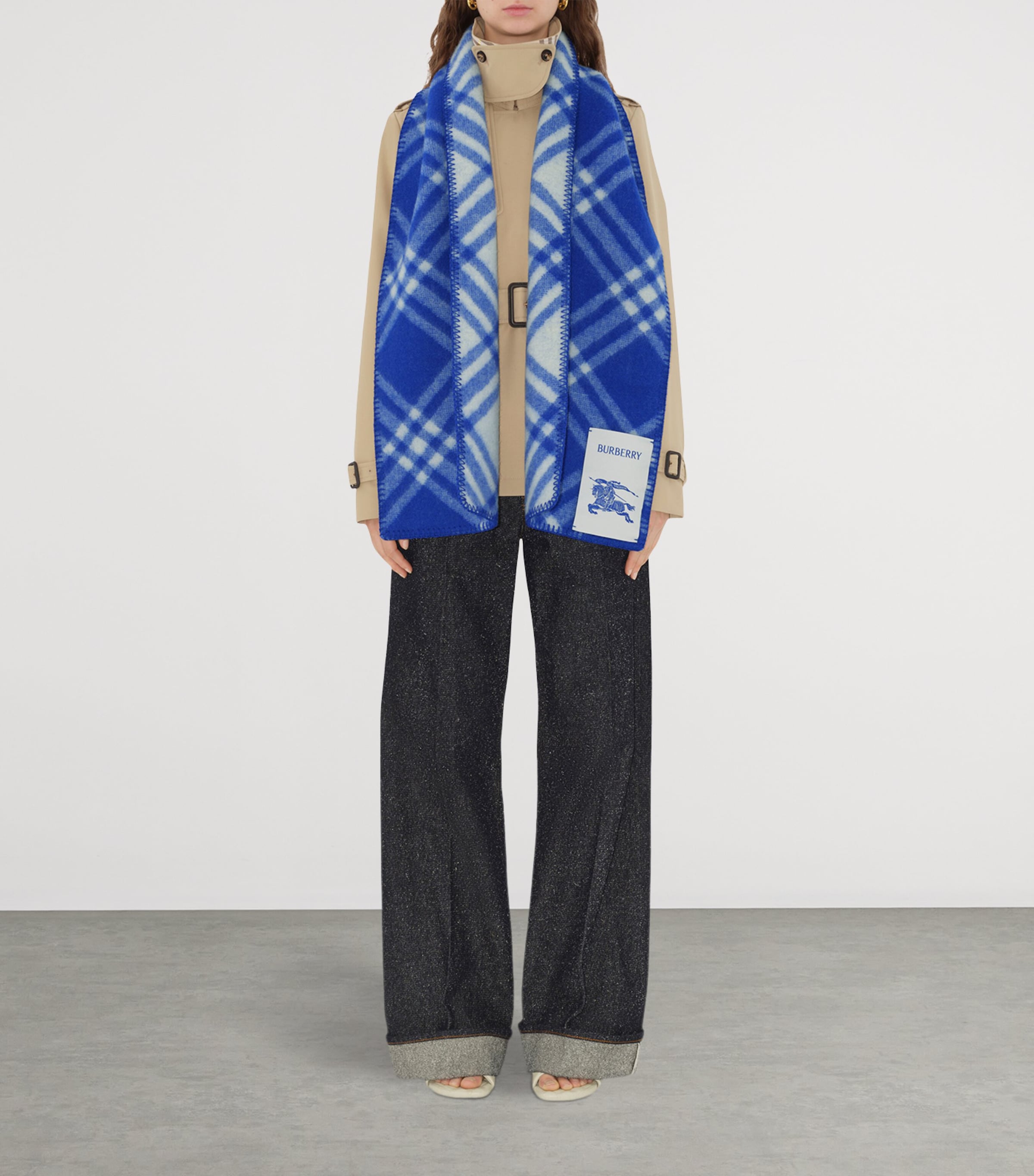 Burberry Wool Check Scarf Knight Image 5