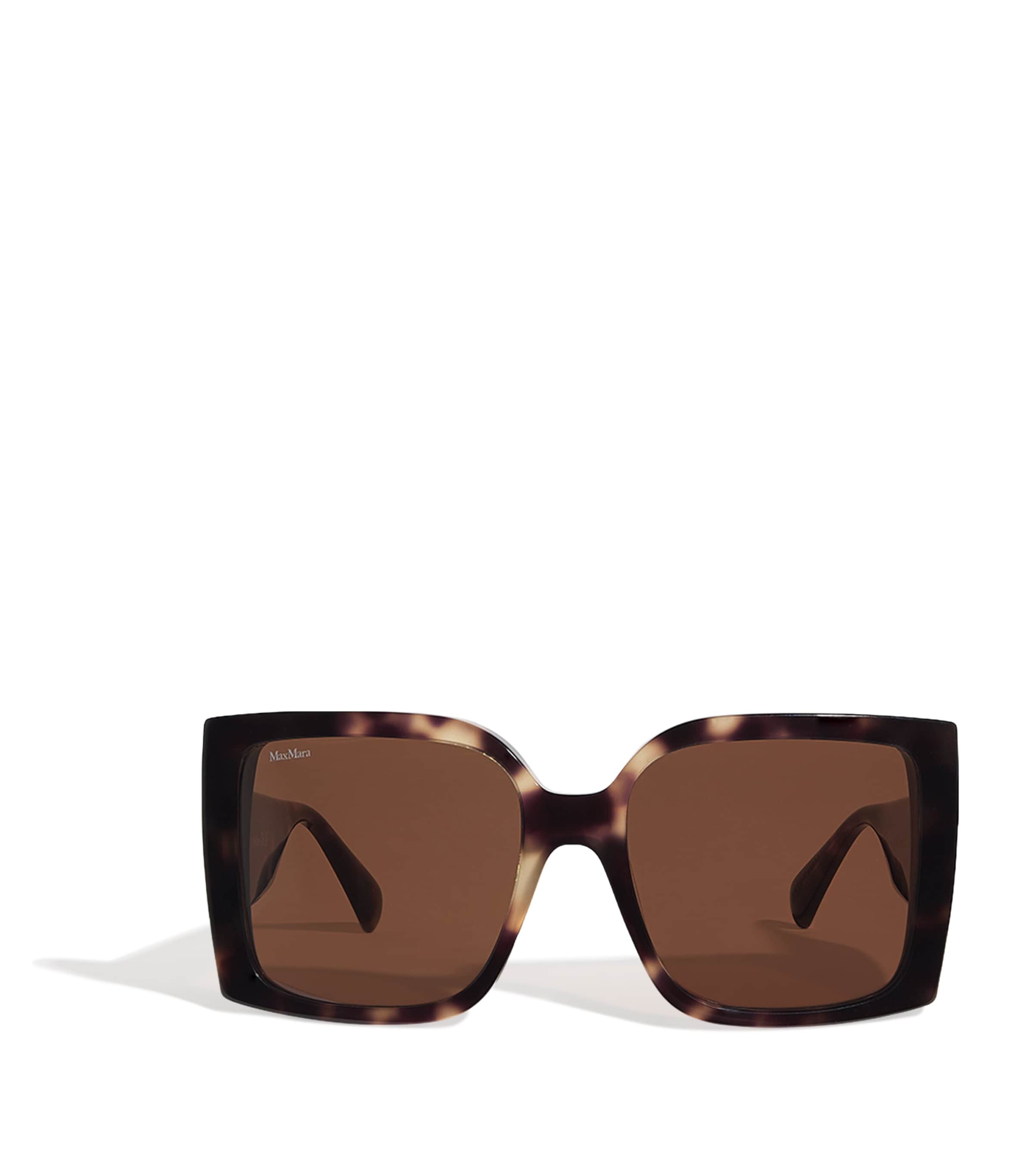 Max Mara Acetate Tortoiseshell Oversized Square Sunglasses In Brown