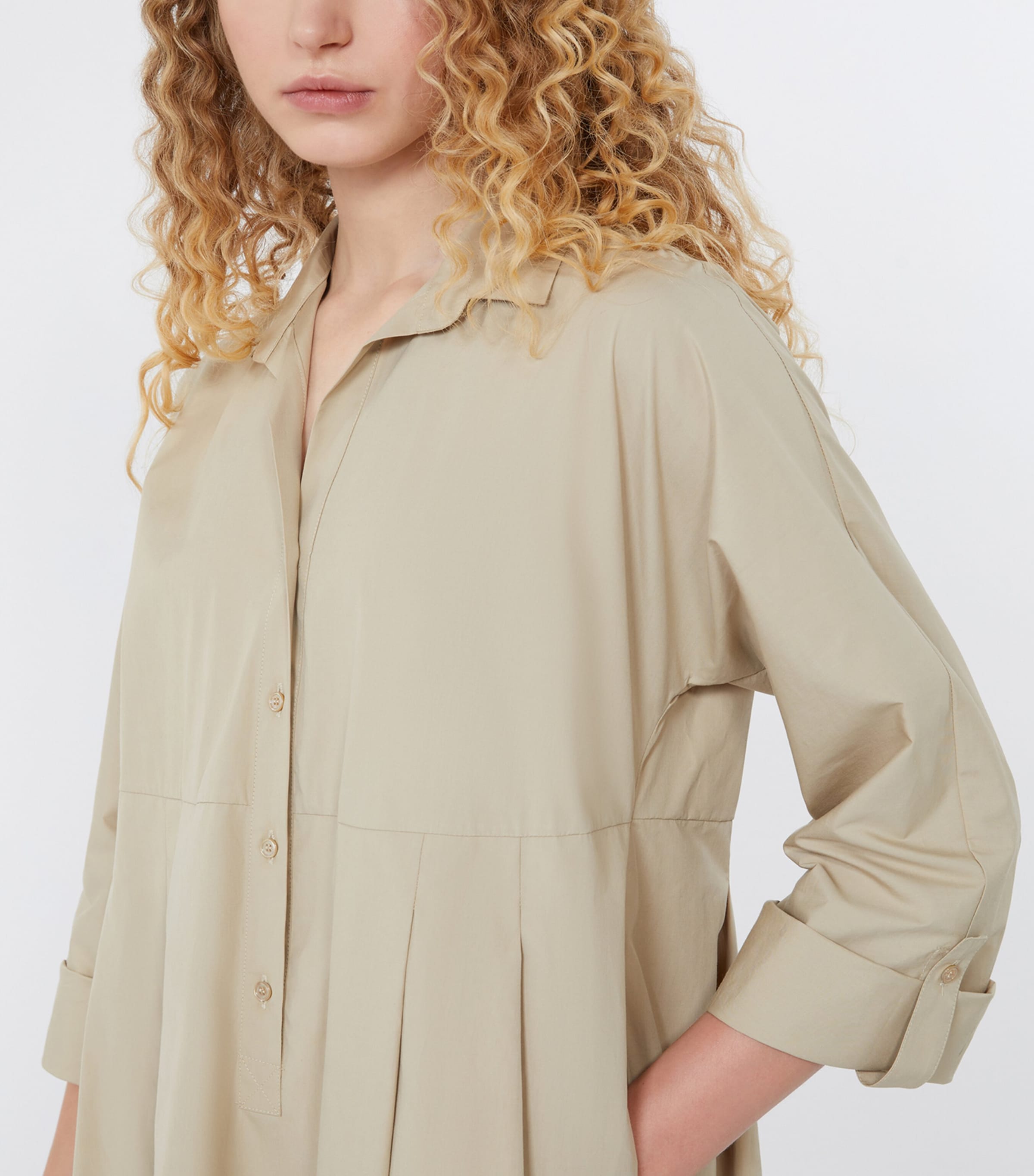 Weekend Max Mara Womens Cotton Mini Shirt Dress Sand Image 5