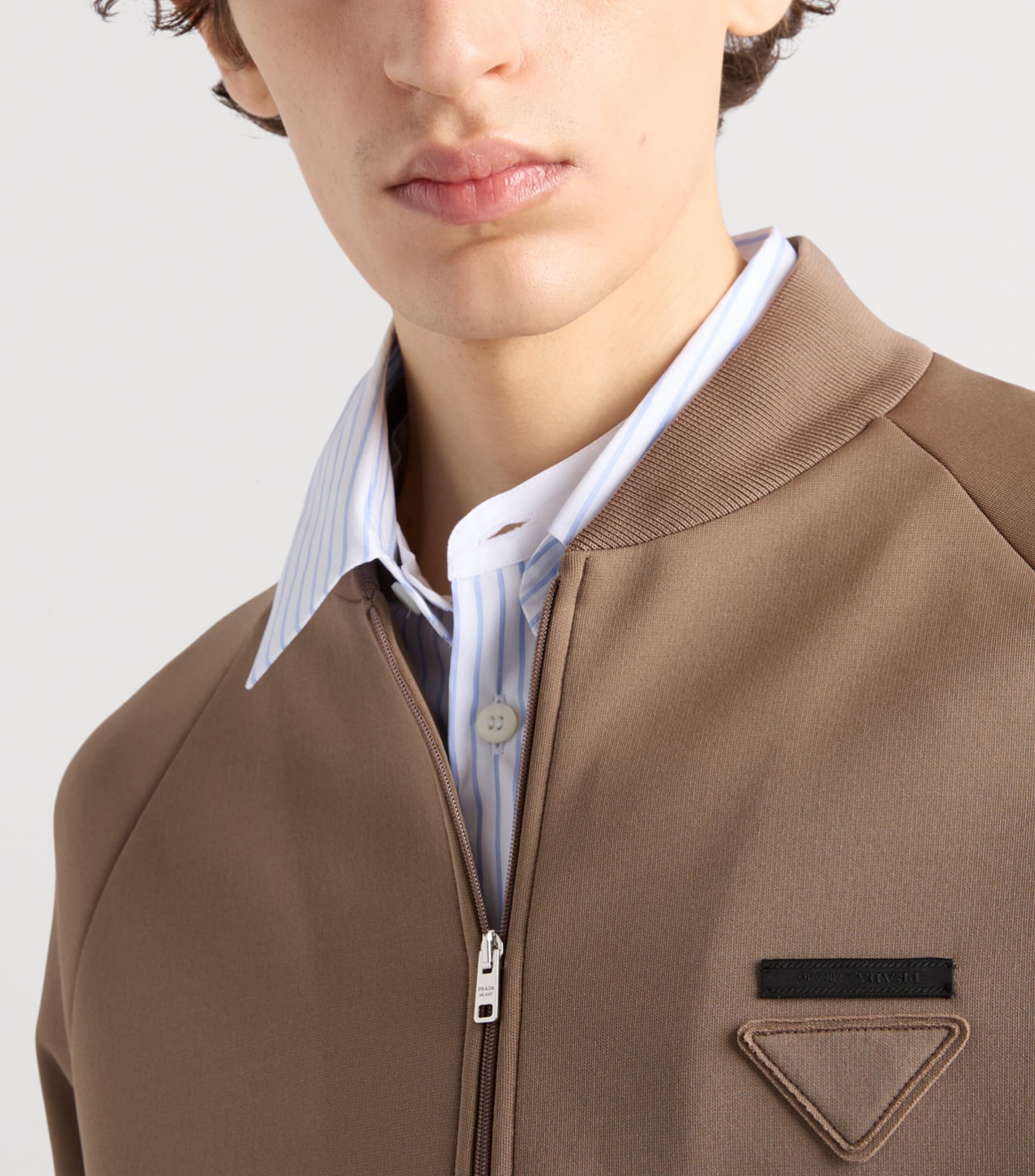 Prada Mens Jersey Zip-Up Sweatshirt Image 3