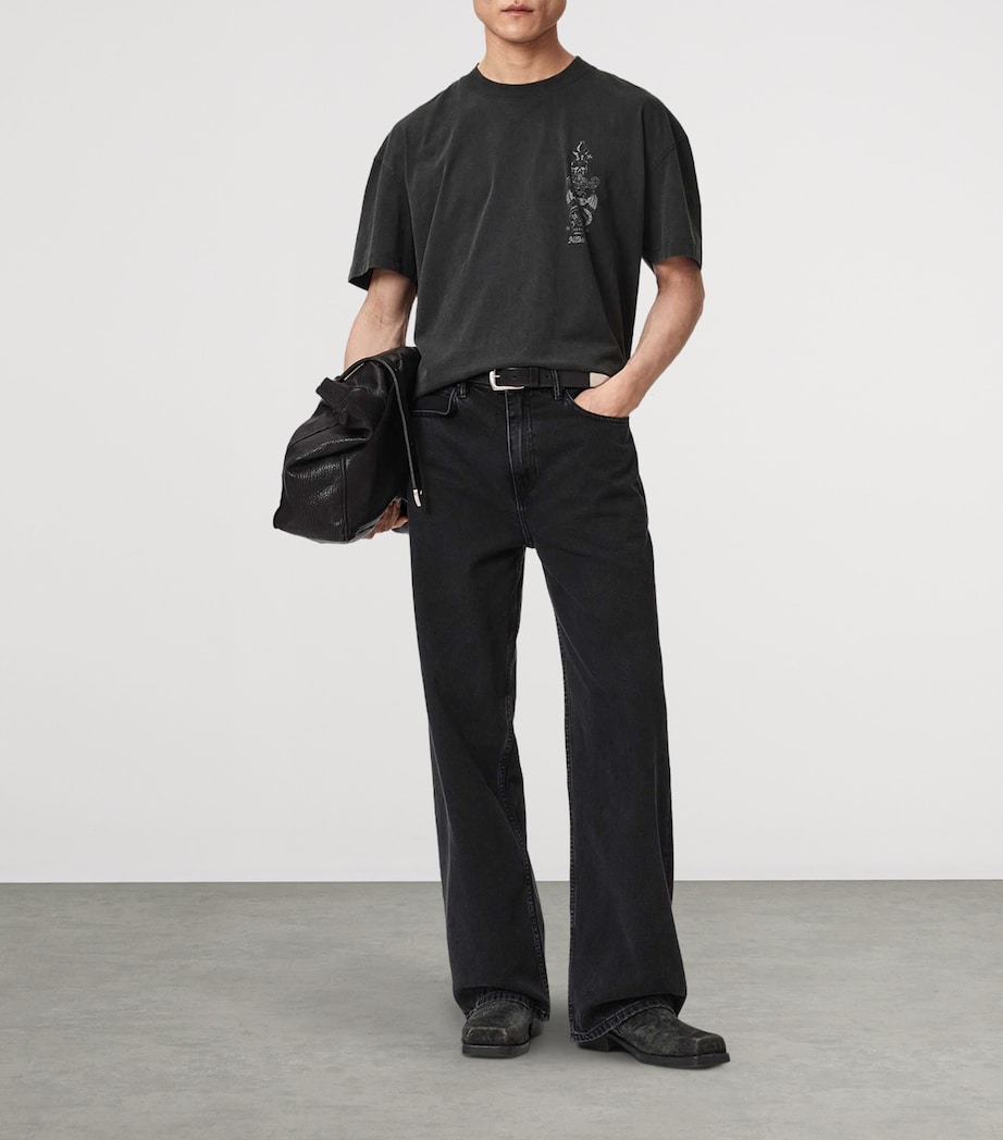 AllSaints Mens Organic Cotton Ignis T-Shirt Washed Black Image 2