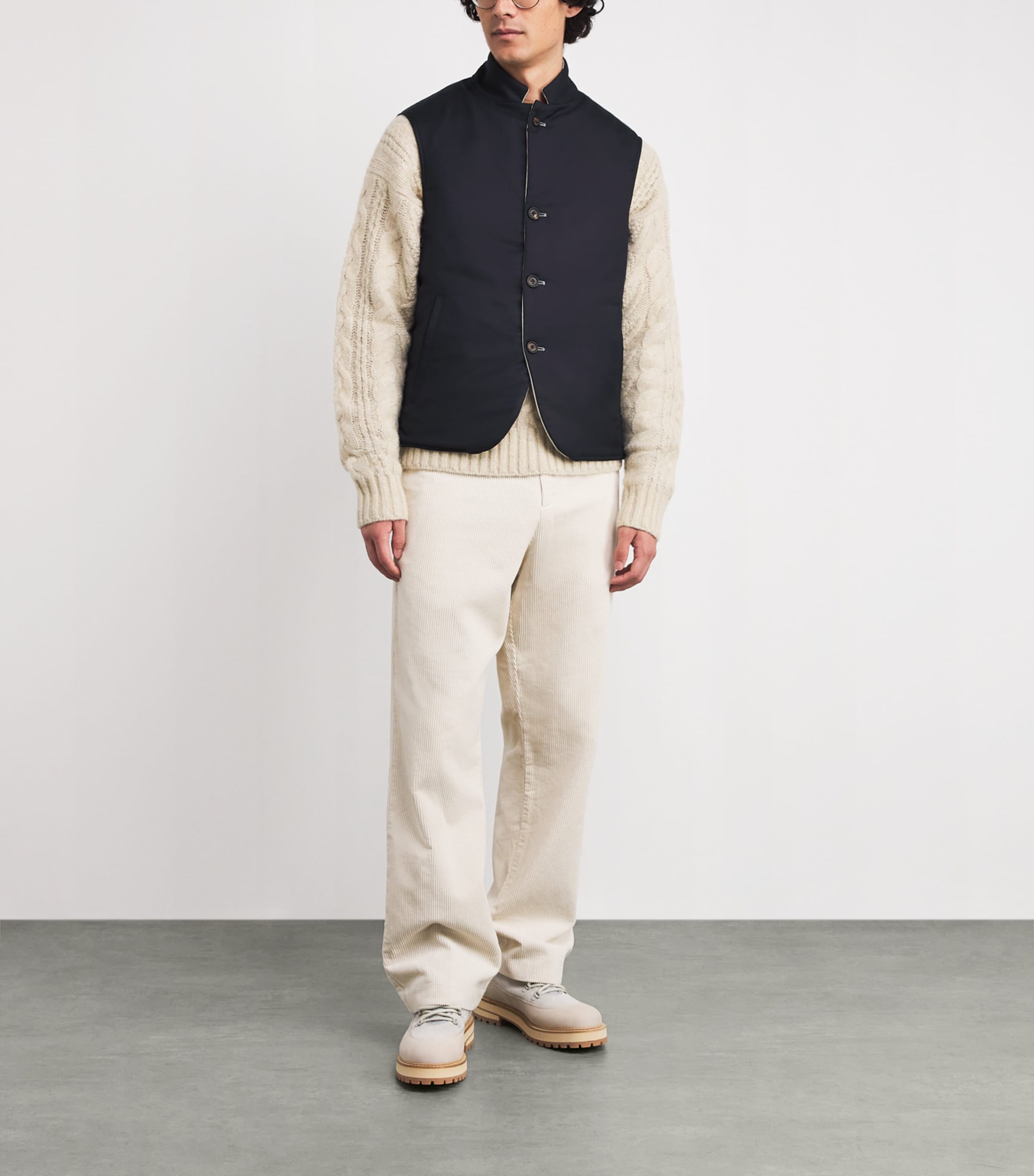 Cashmere-Silk Reversible Gilet BLU, SABBIA Image 2