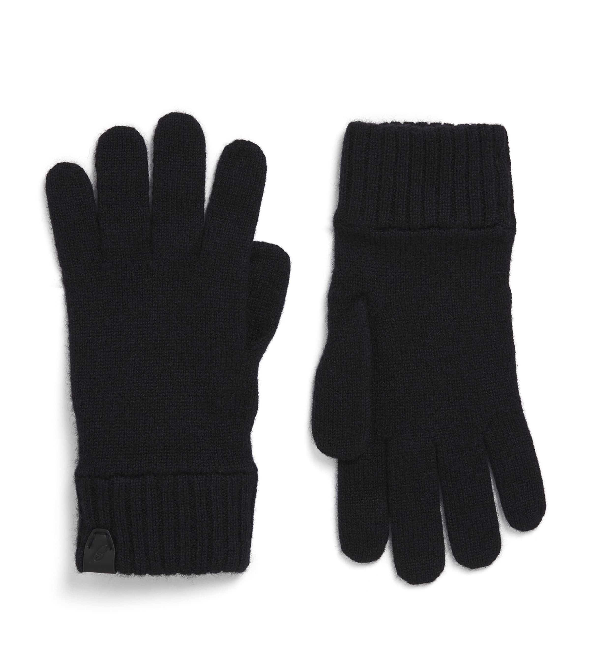 Brioni Cashmere Leather-detail Gloves In Blue