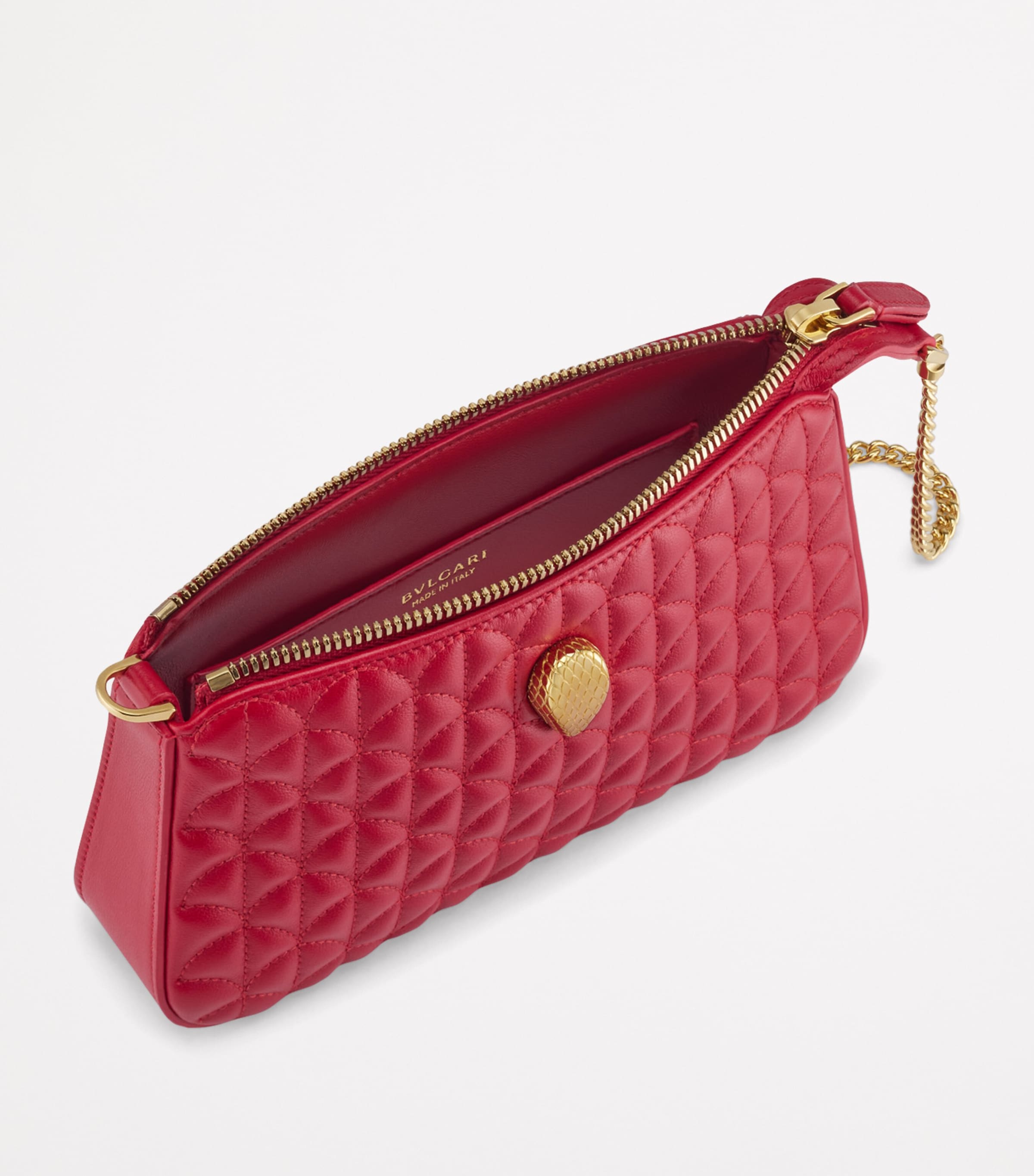 Leather Serpenti Sugarloaf Clutch Bag RED MEDIUM Image 3